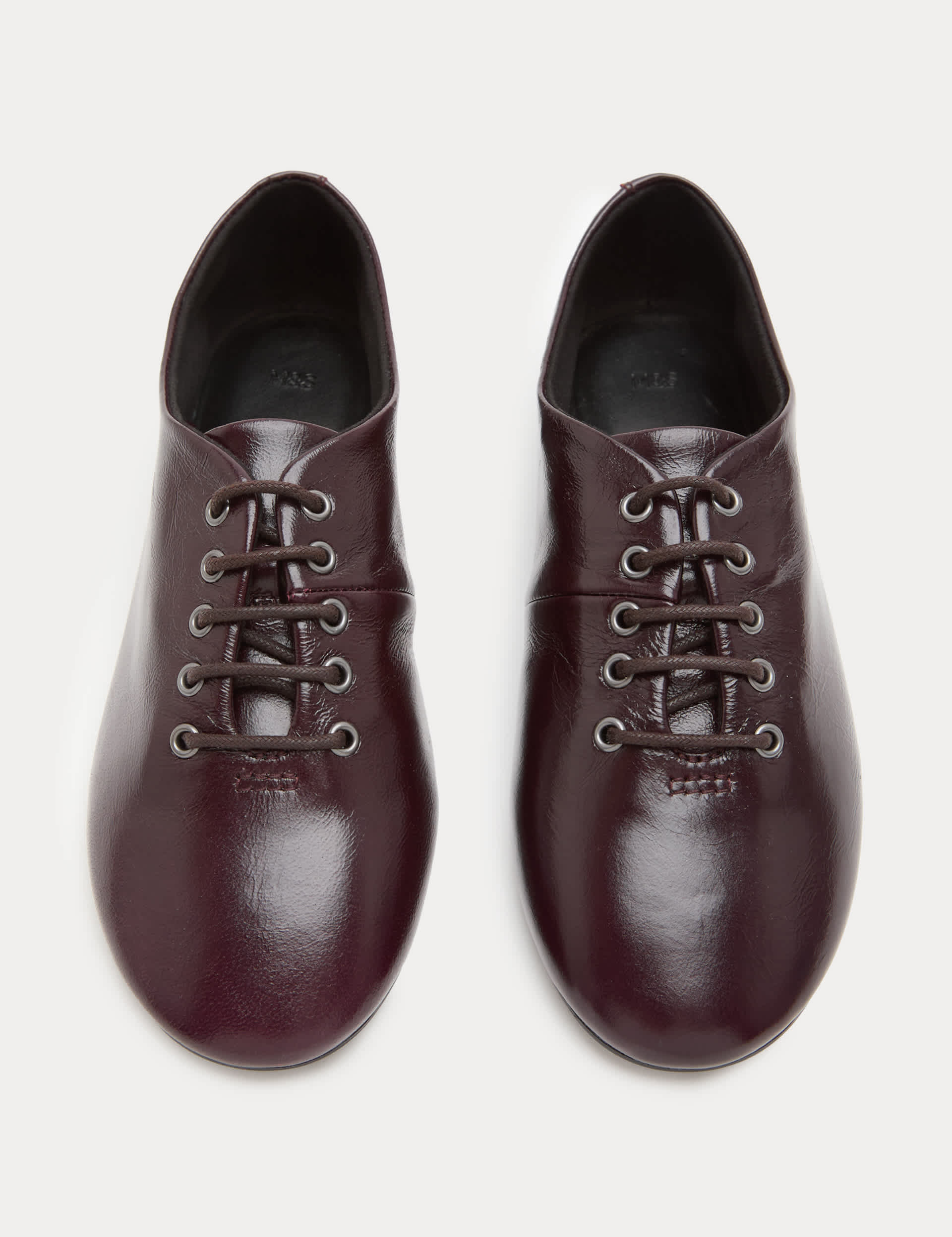 Leather Lace Up Flat Shoes