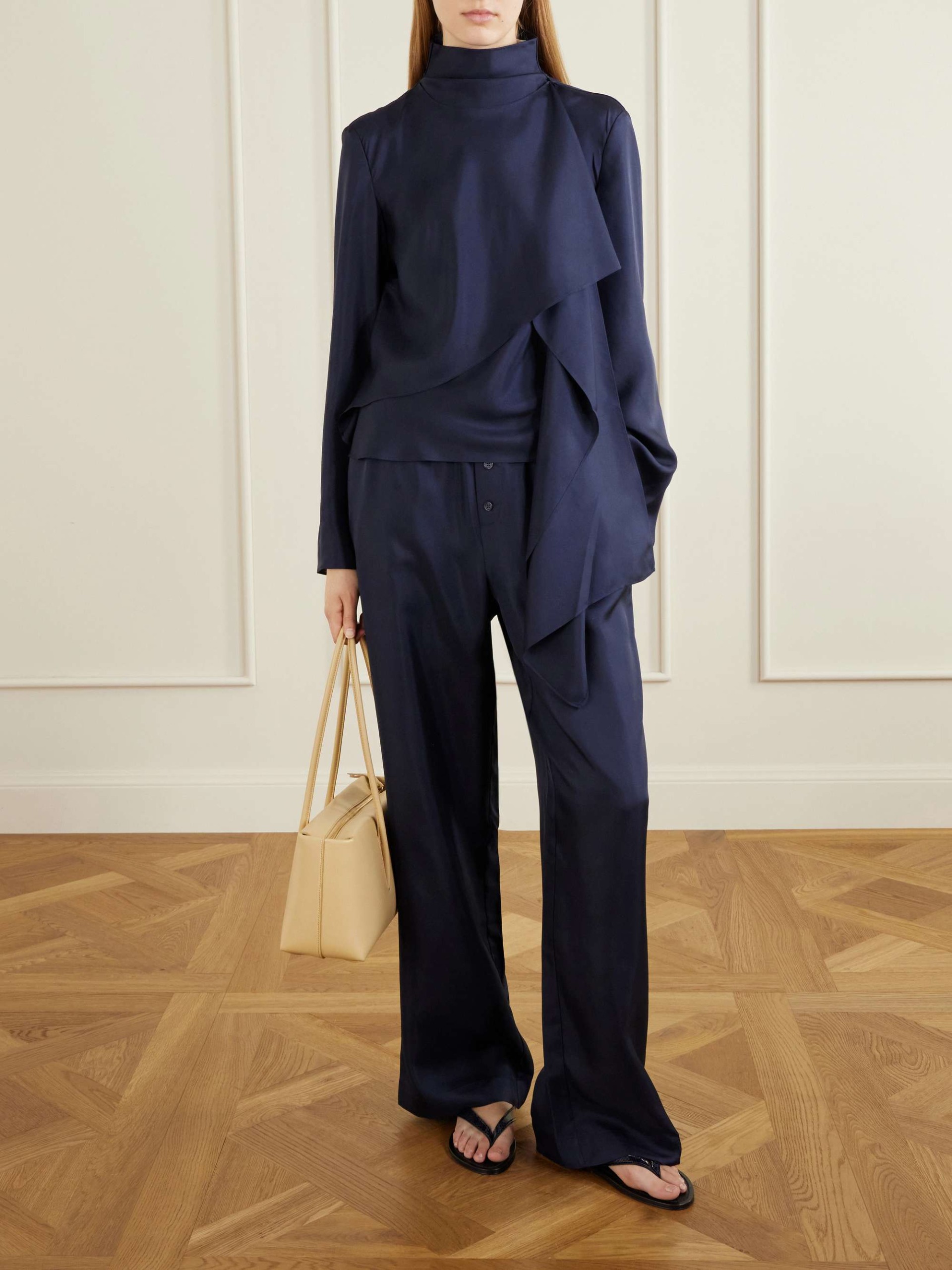 Silk-Satin Wide-Leg Pants