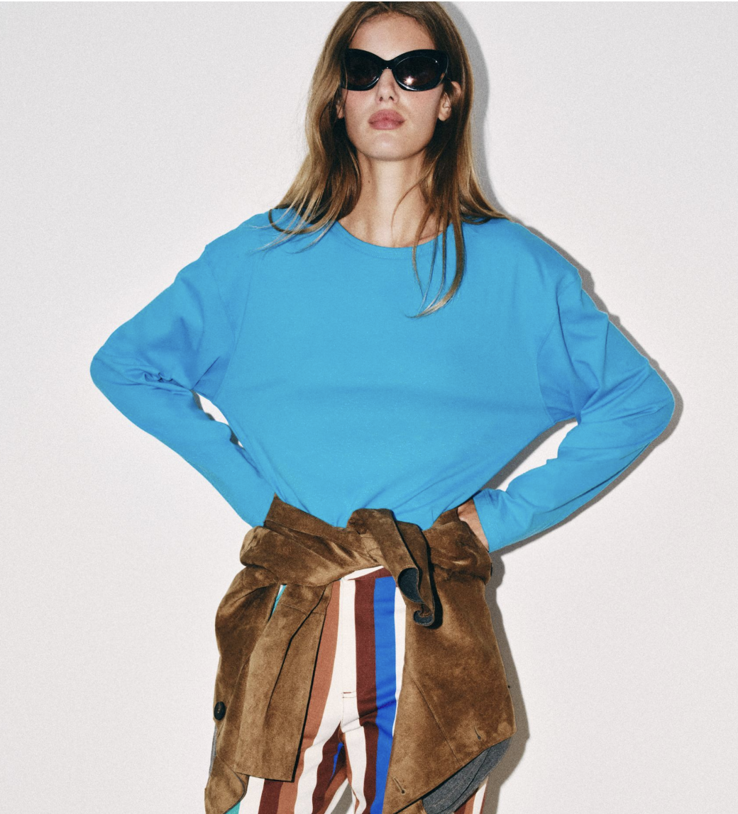 ZARA, Cotton and Linen T-Shirt