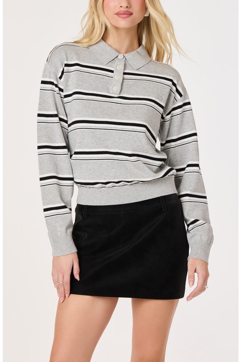 Stripe Long Sleeve Cotton Polo