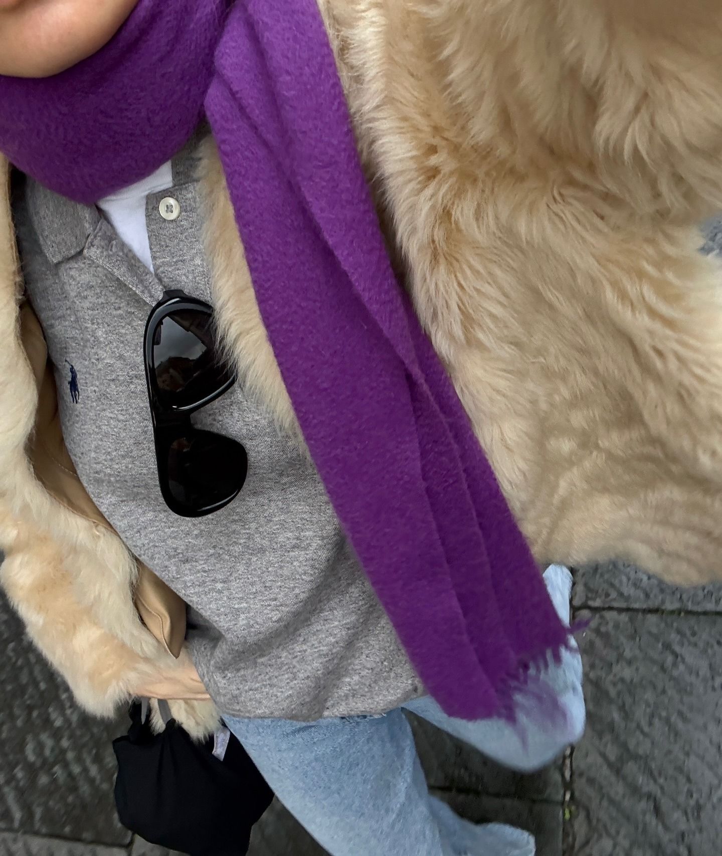 Woman in a purple scarf