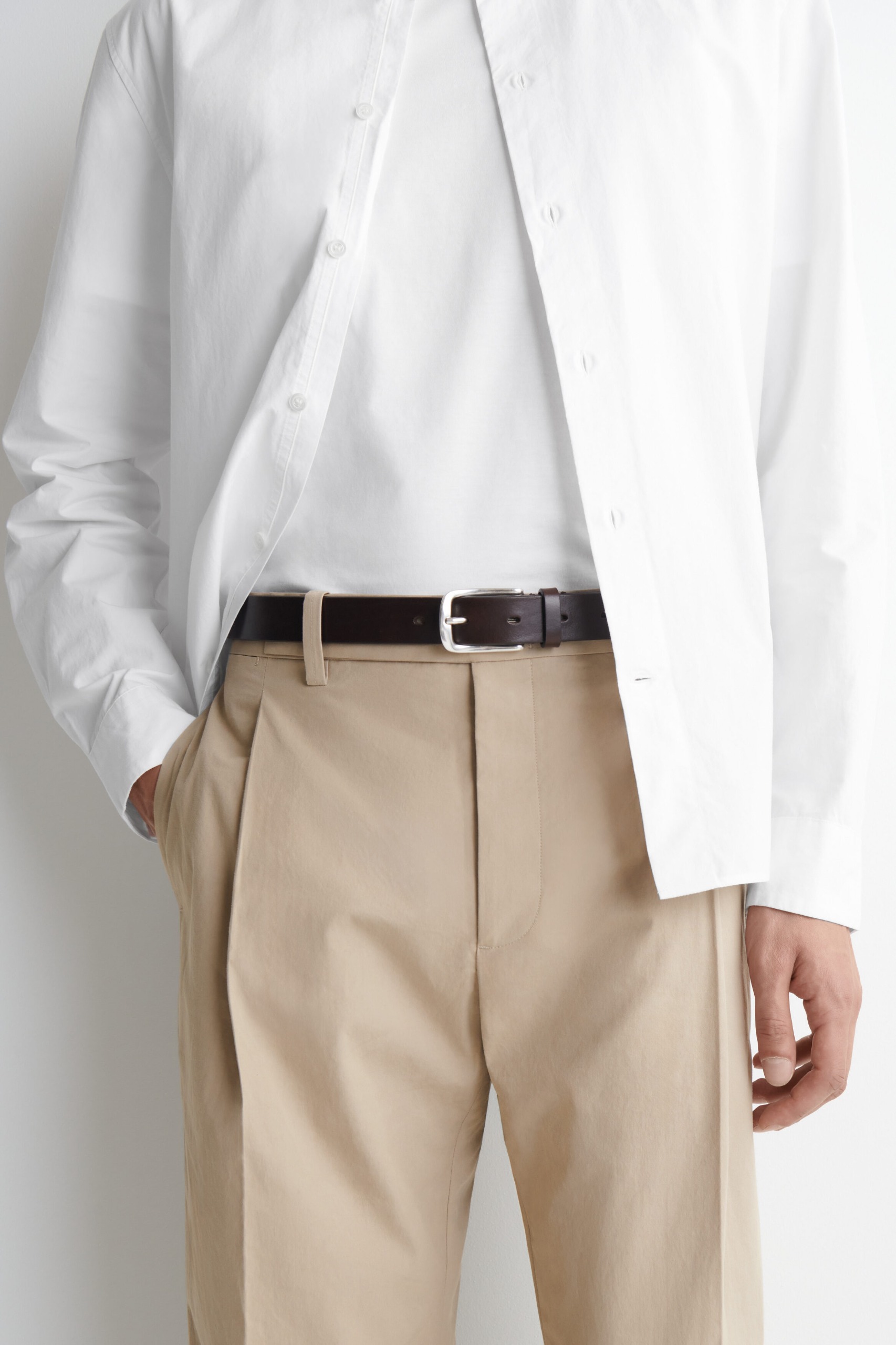 Square-Buckle Leather Belt