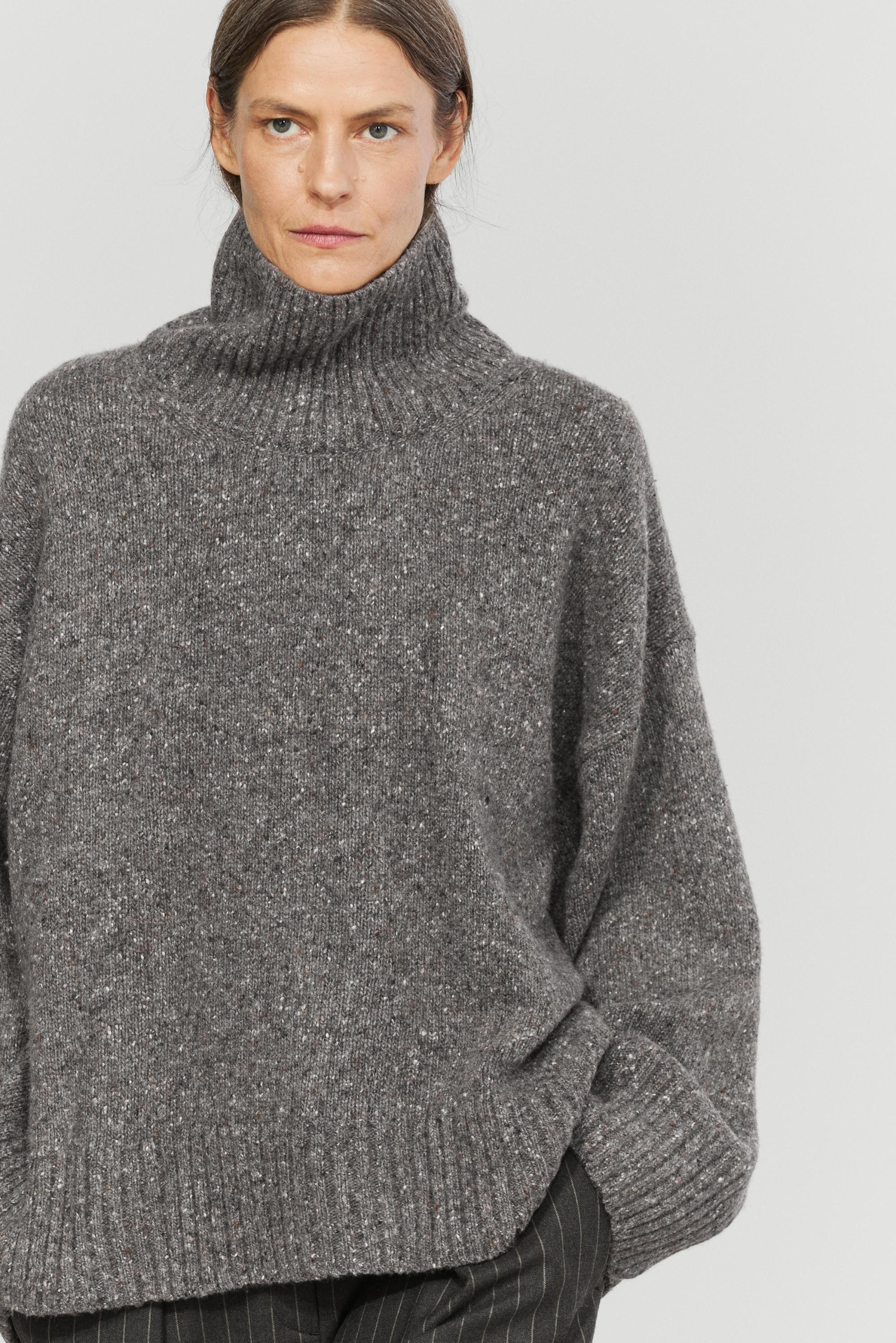 Wool-Blend Knit Turtleneck Sweater