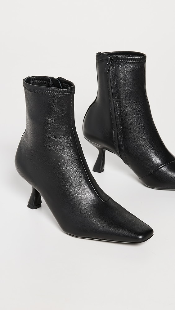 Thandy Curved Heel Ankle Boots - Black