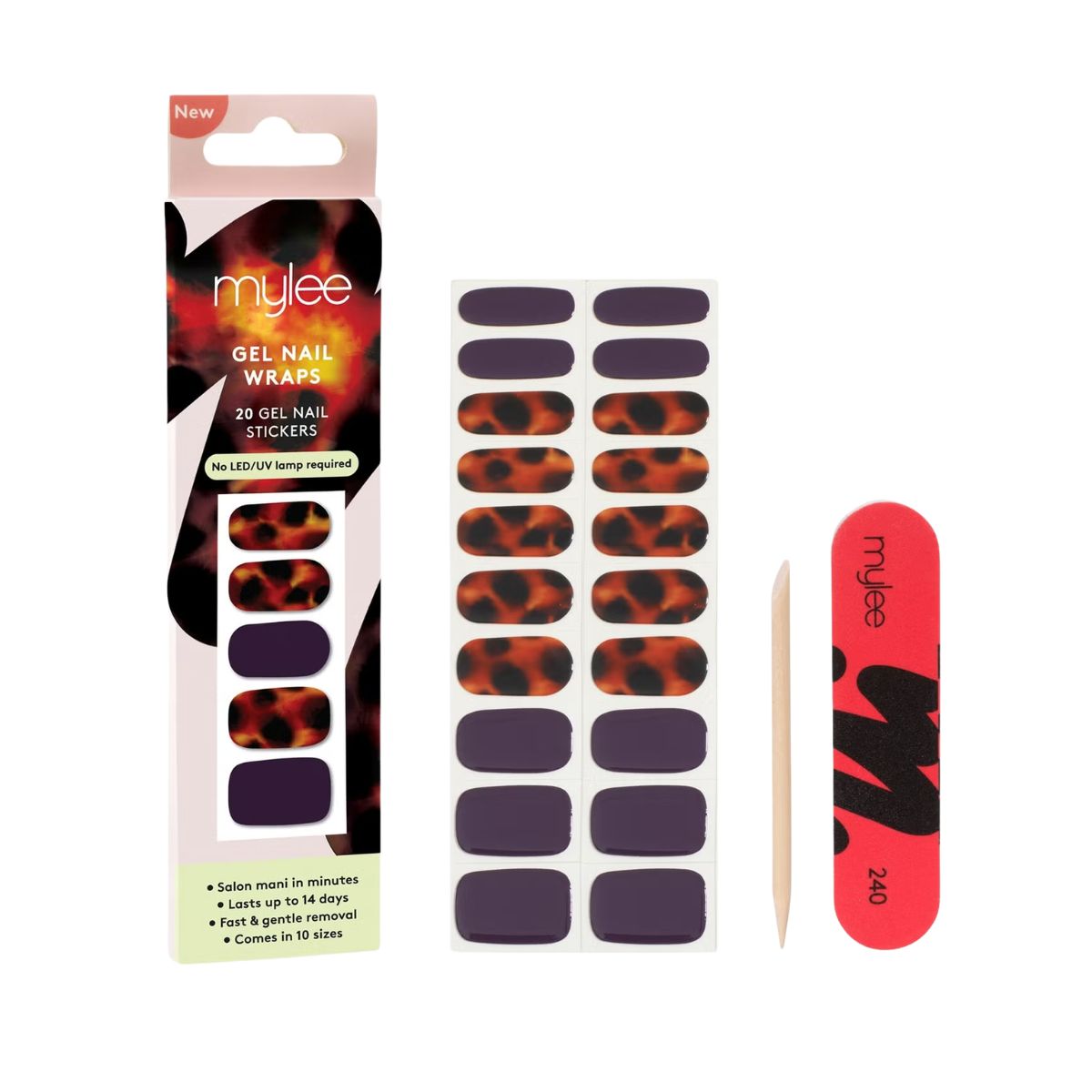 Mylee Gel Nail Wraps Mulberry Clash