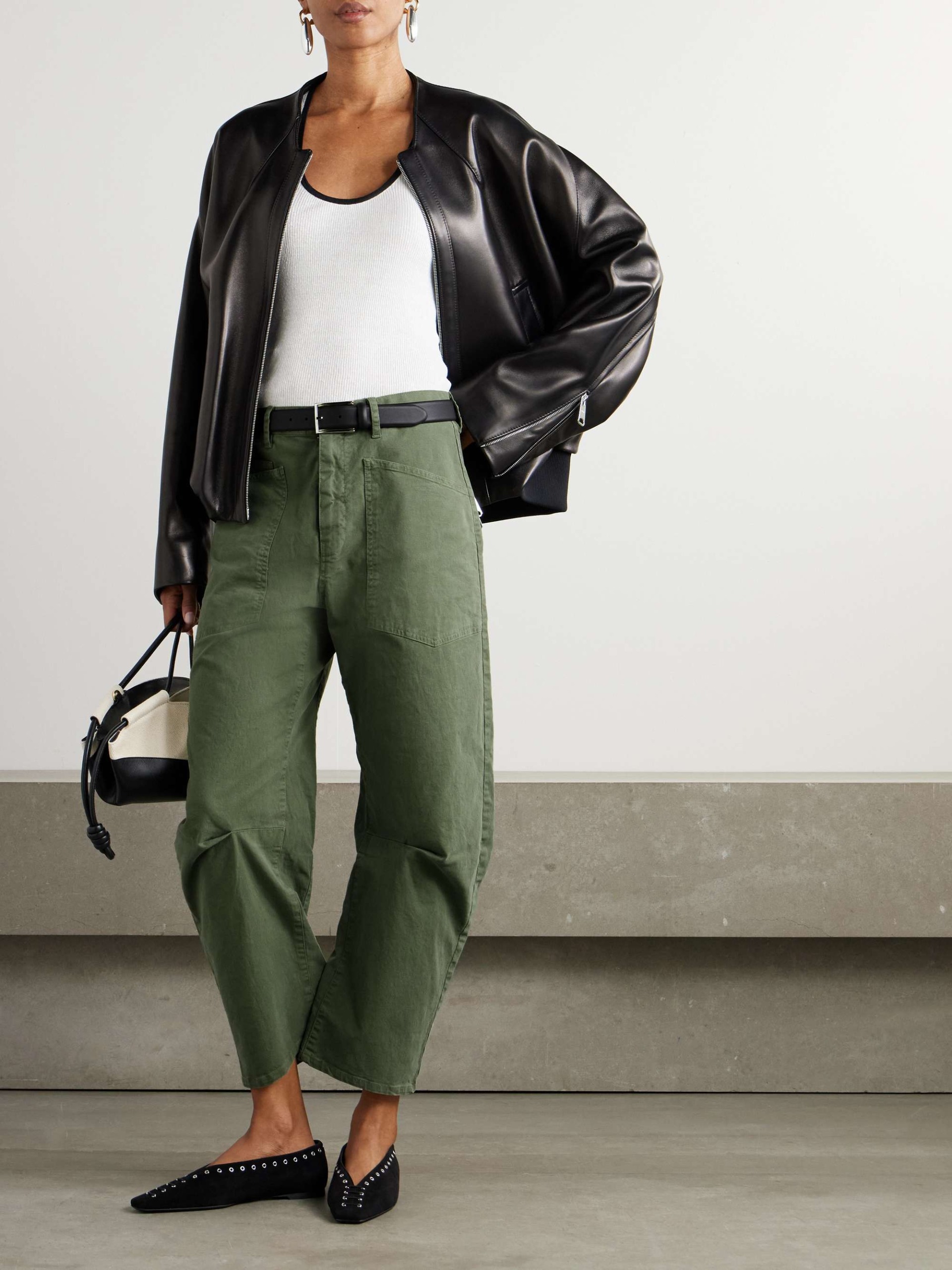 Shon Cotton-Blend Twill Barrel-Leg Pants