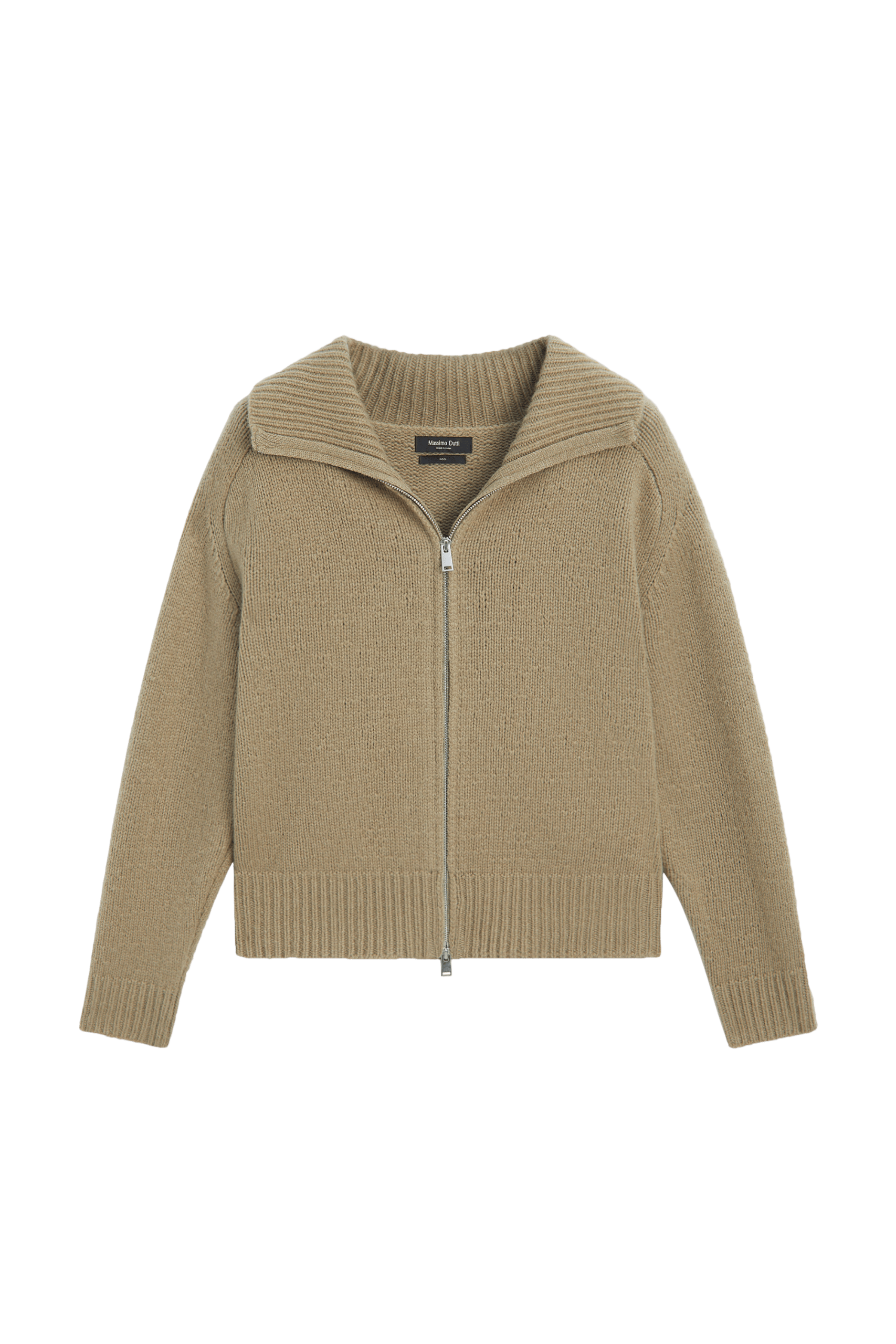 100% Wool Knit Zip-Up Cardigan