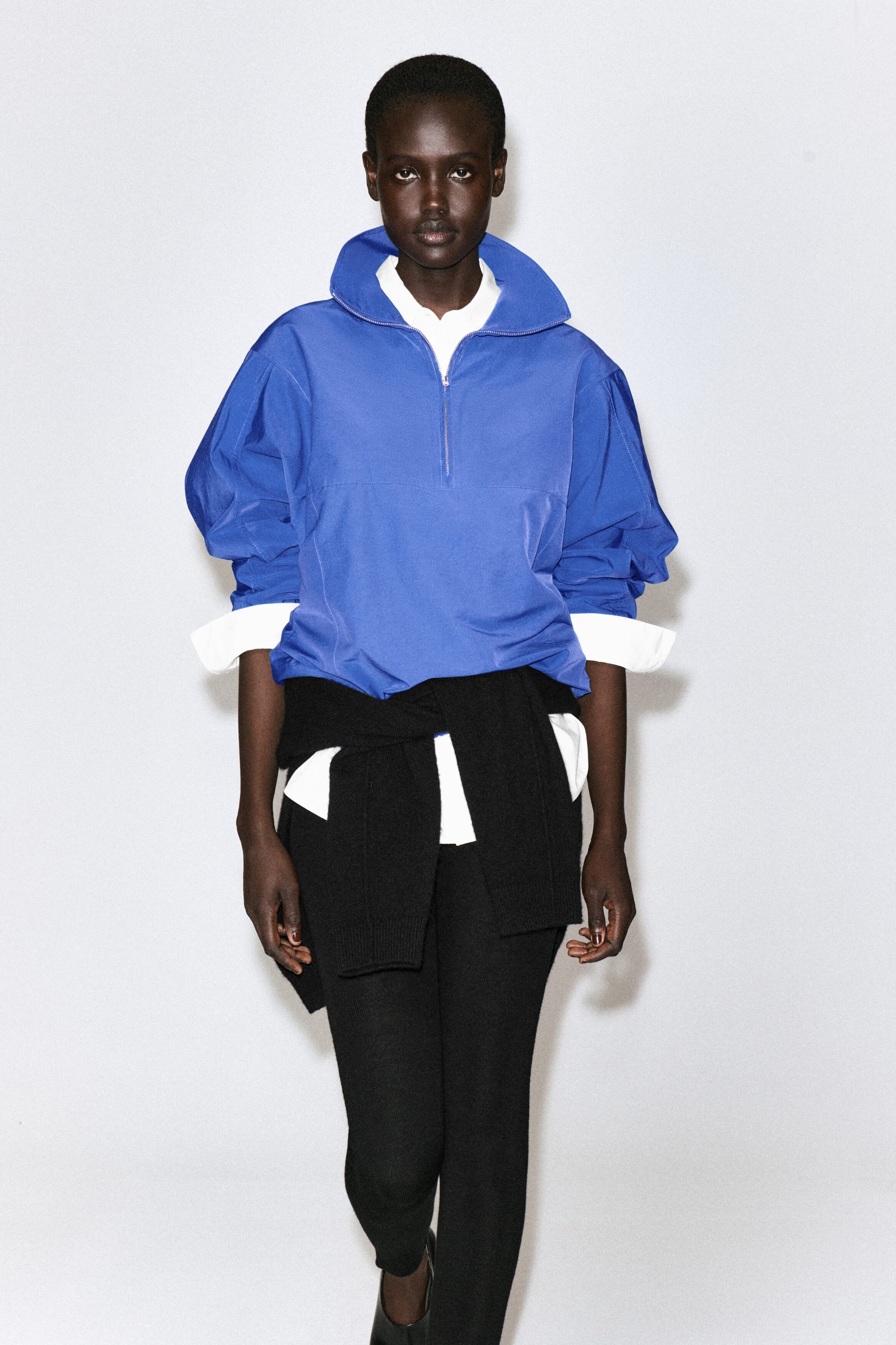 Zip-Up Blouson Shirt