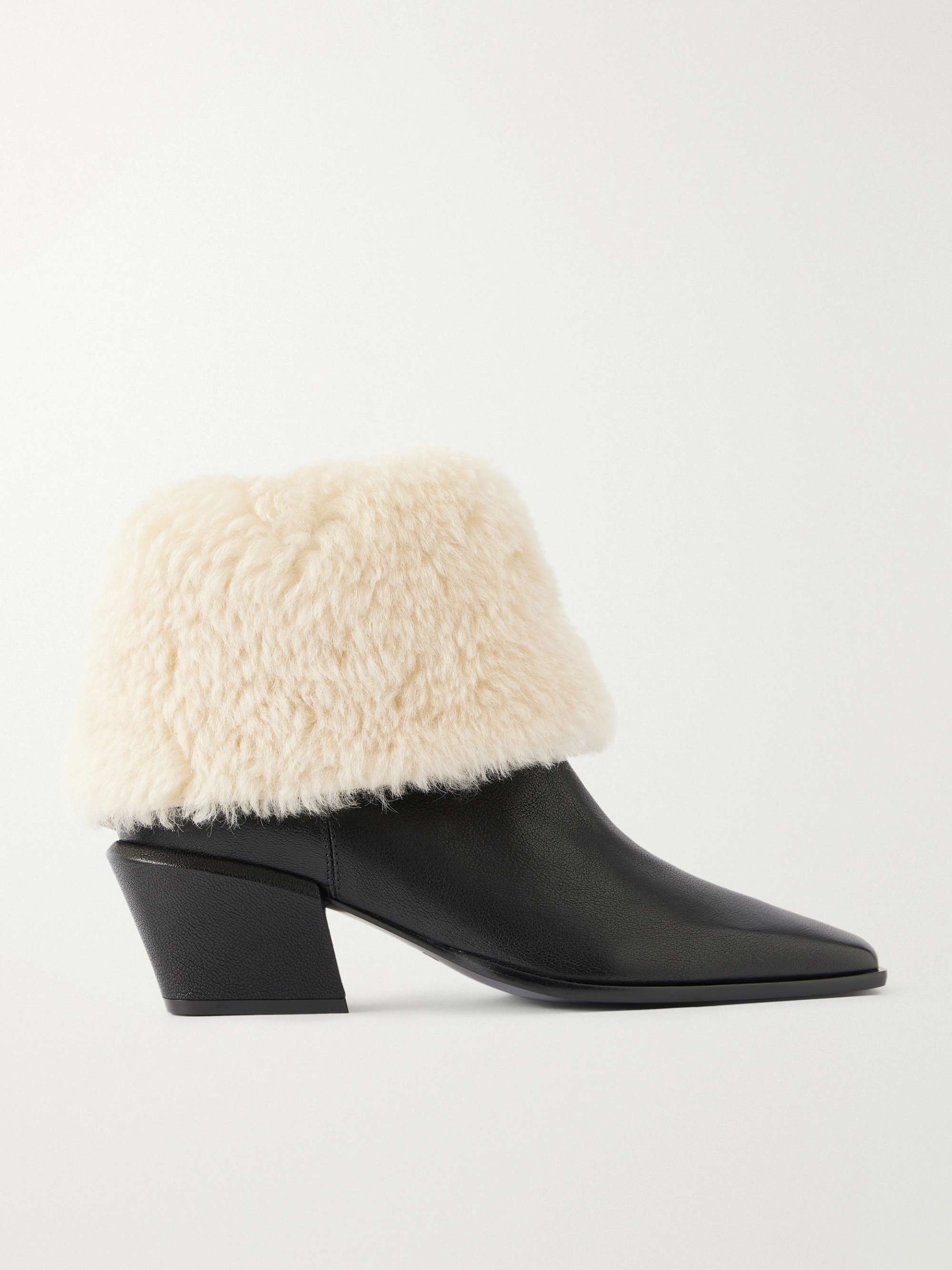 Bettina 50 Shearling-Trimmed Leather Ankle Boots