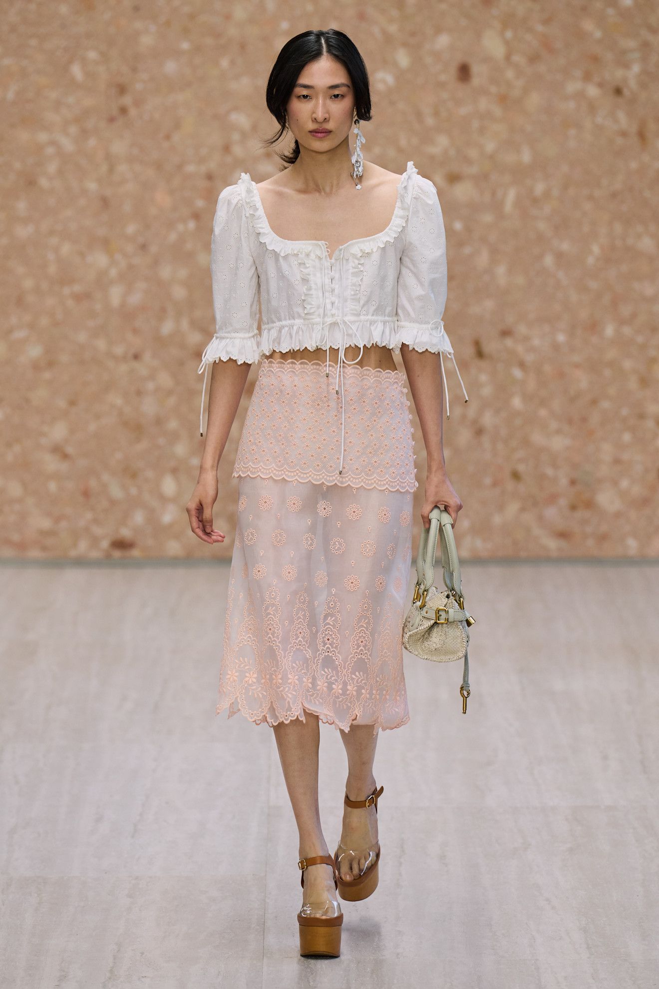 a model walks the Chloé spring/summer 2027 runway during Paris Fashion Week