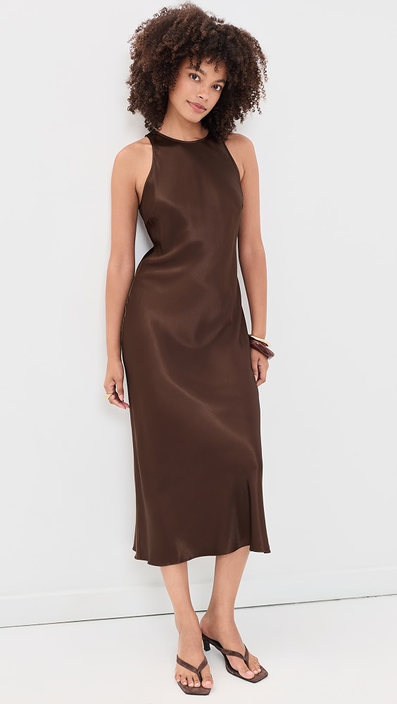 Solene Satin Dress - Espresso