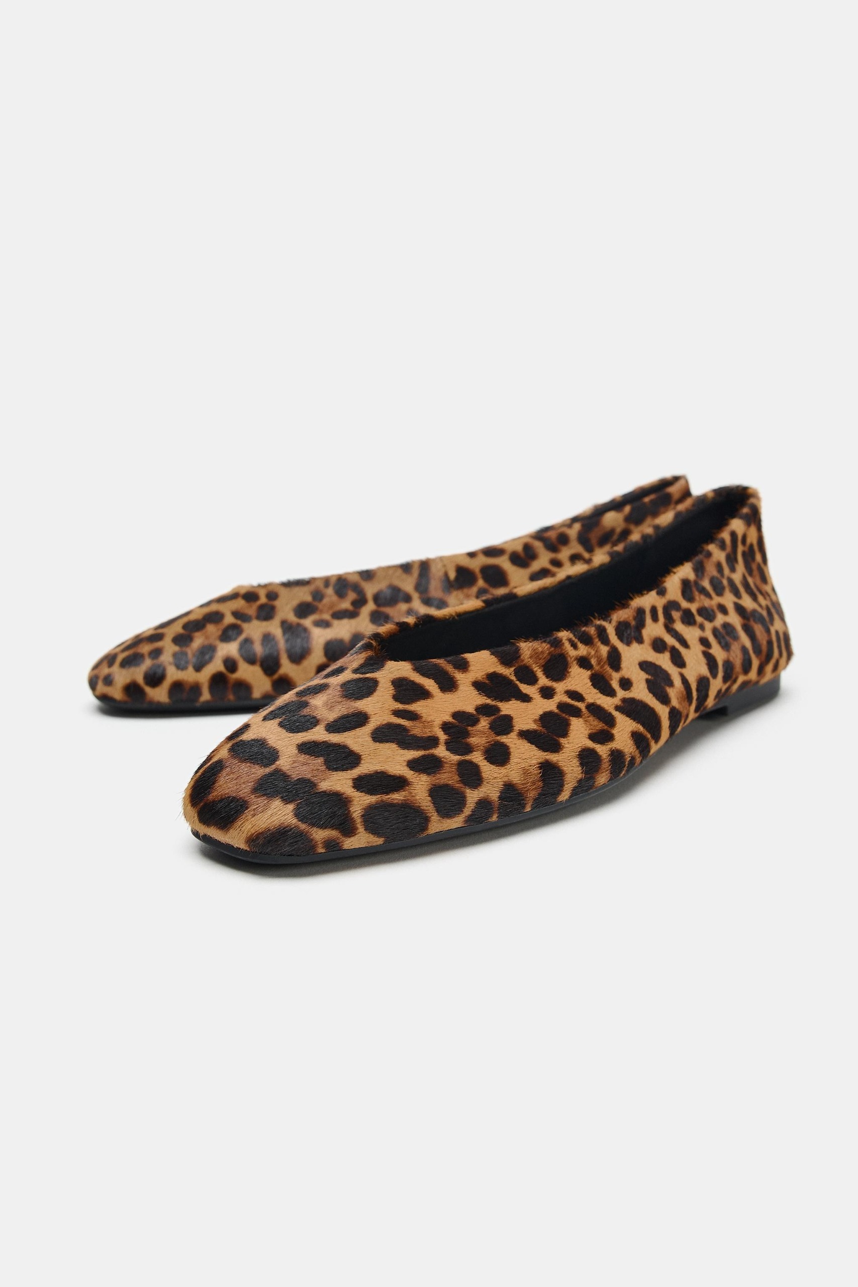 ZARA, Textured Leather Printed Ballet Flats
