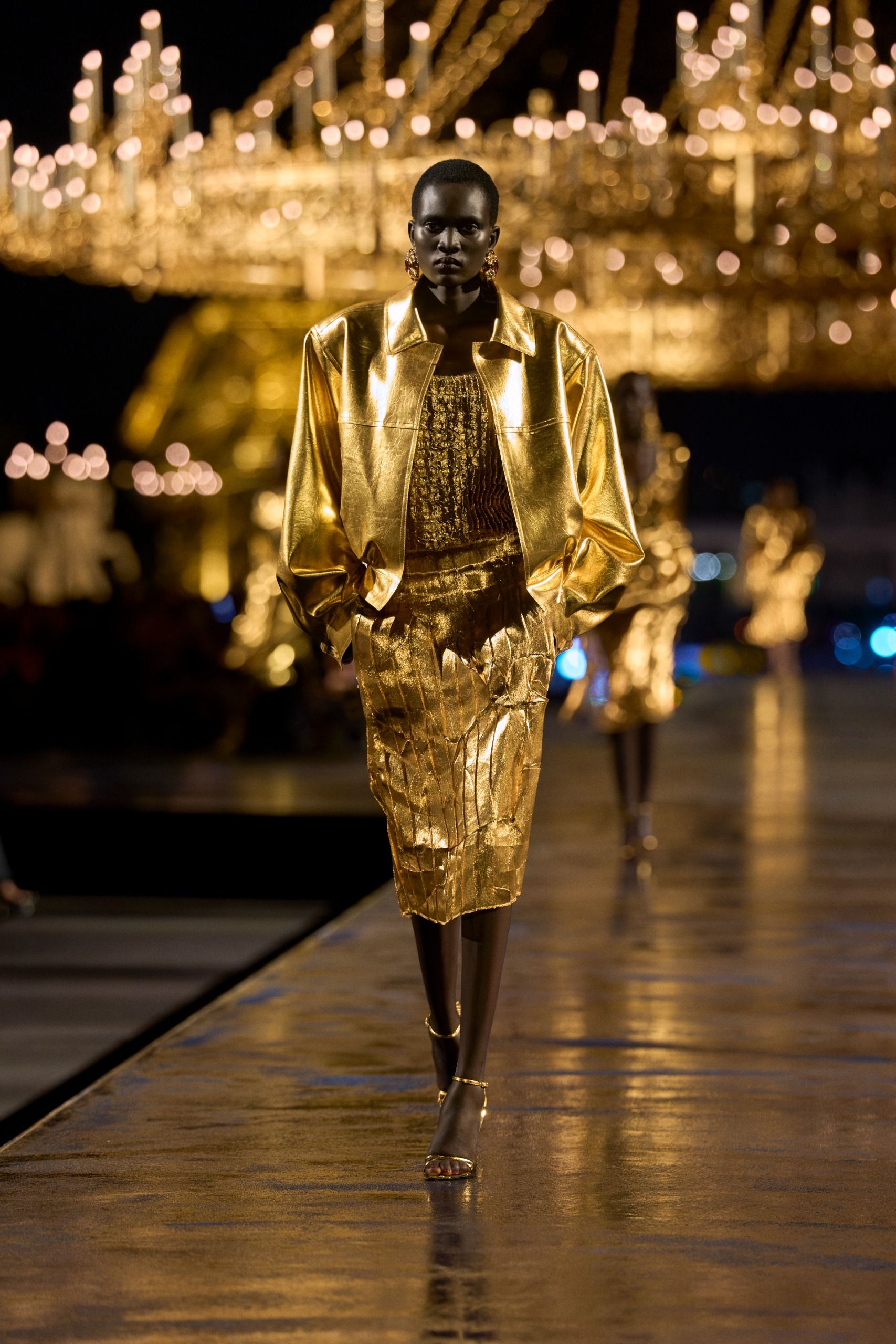 models walking the runway at the Saint Laurent spring/summer 2027 show during Paris Fashion Week