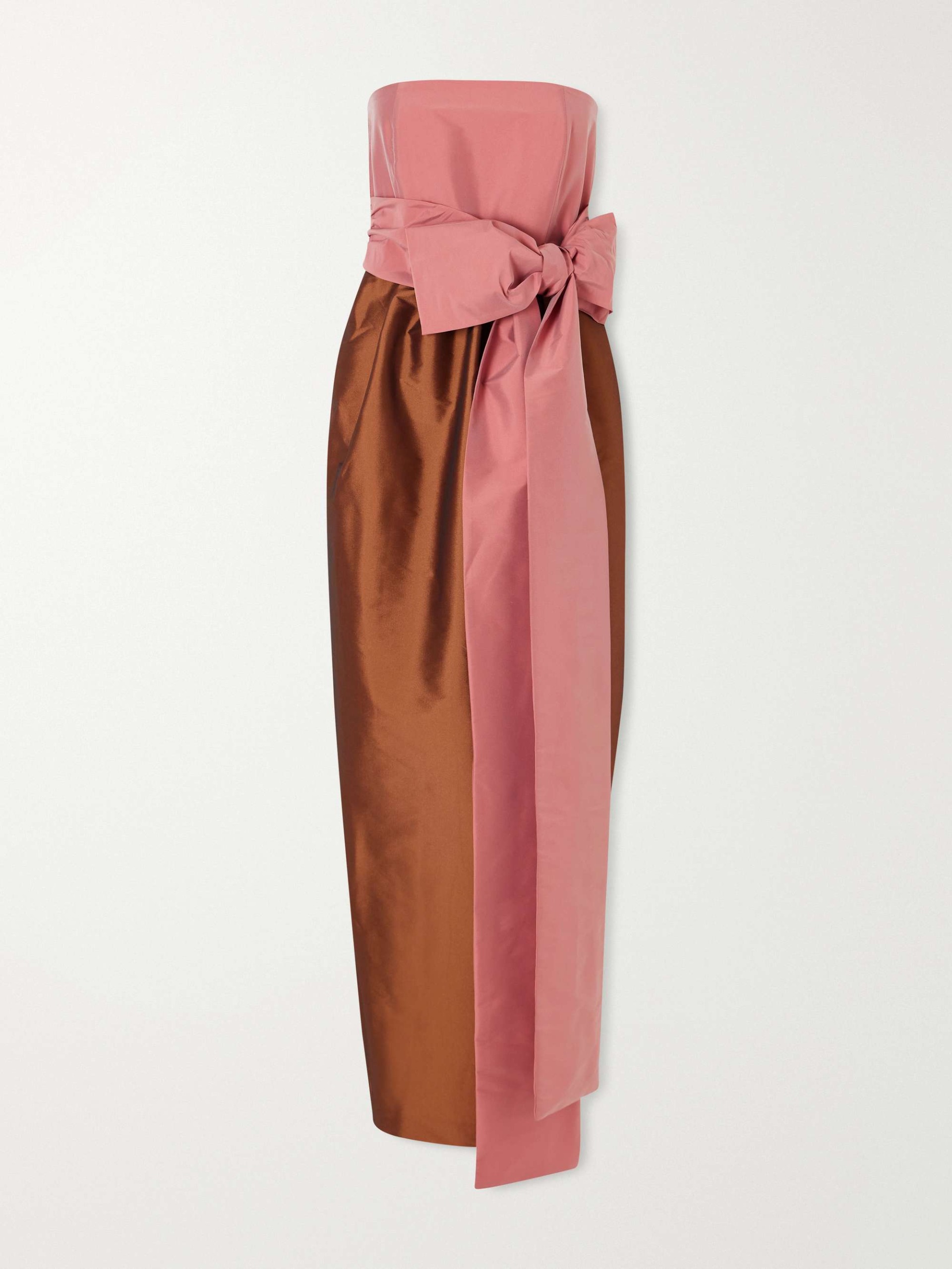 Lina Strapless Tie-Detailed Taffeta Gown