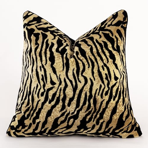 Velvet Cutting Jacquard Throw Pillow Covers Black Camel 20