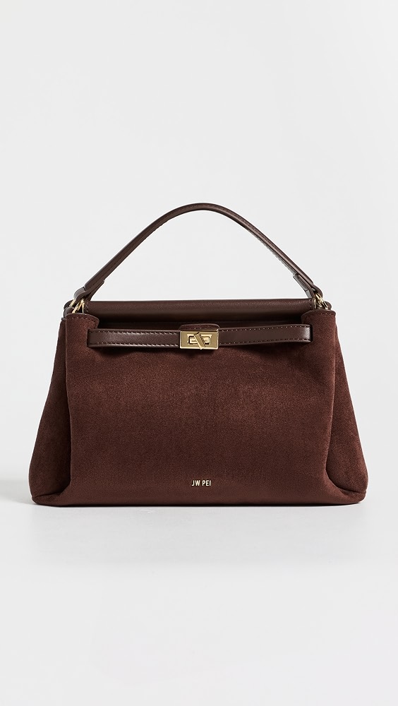 Carmen Faux Suede Top Handle Bag - Dark Brown