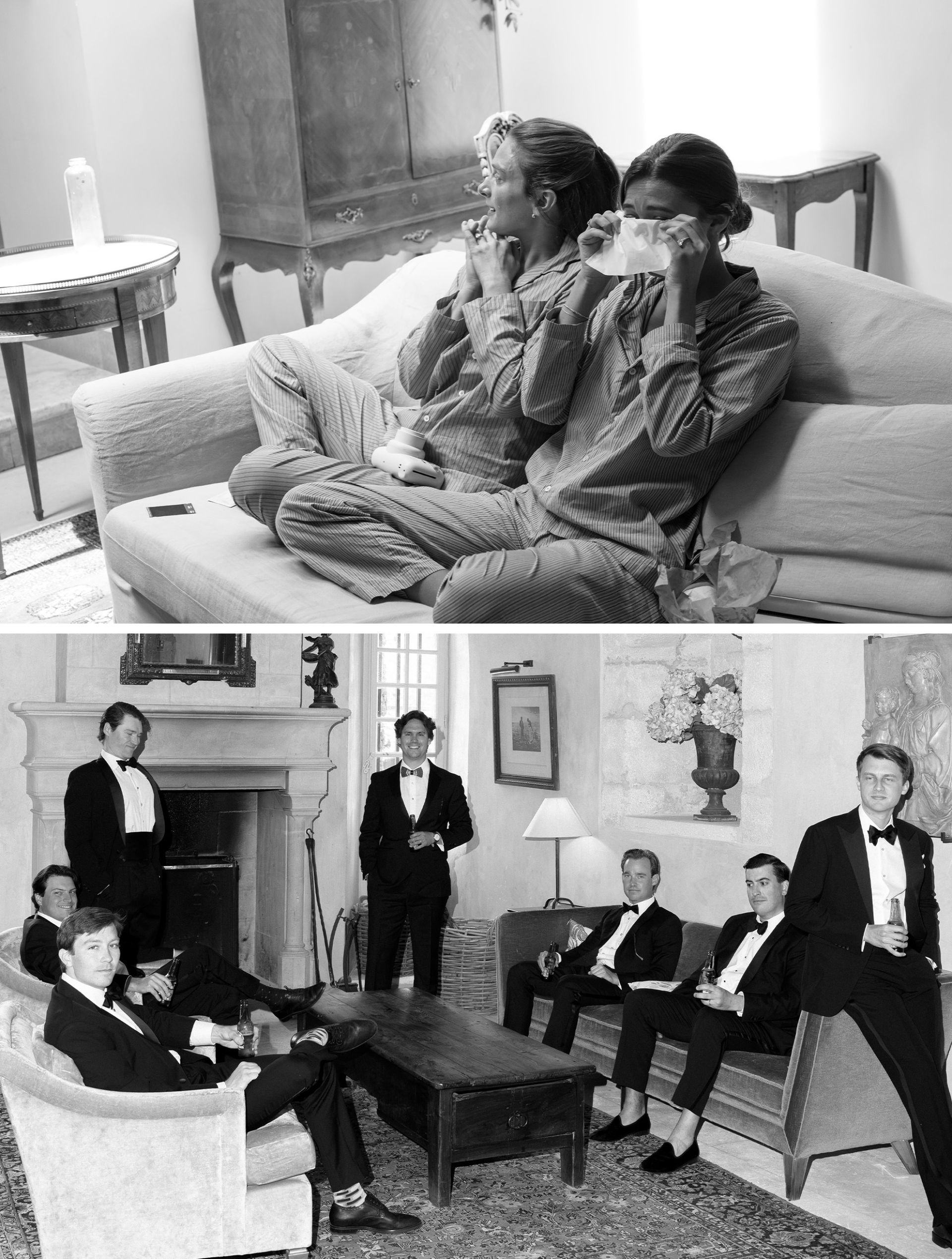 Collage of Abbie and Max's wedding party before the wedding.