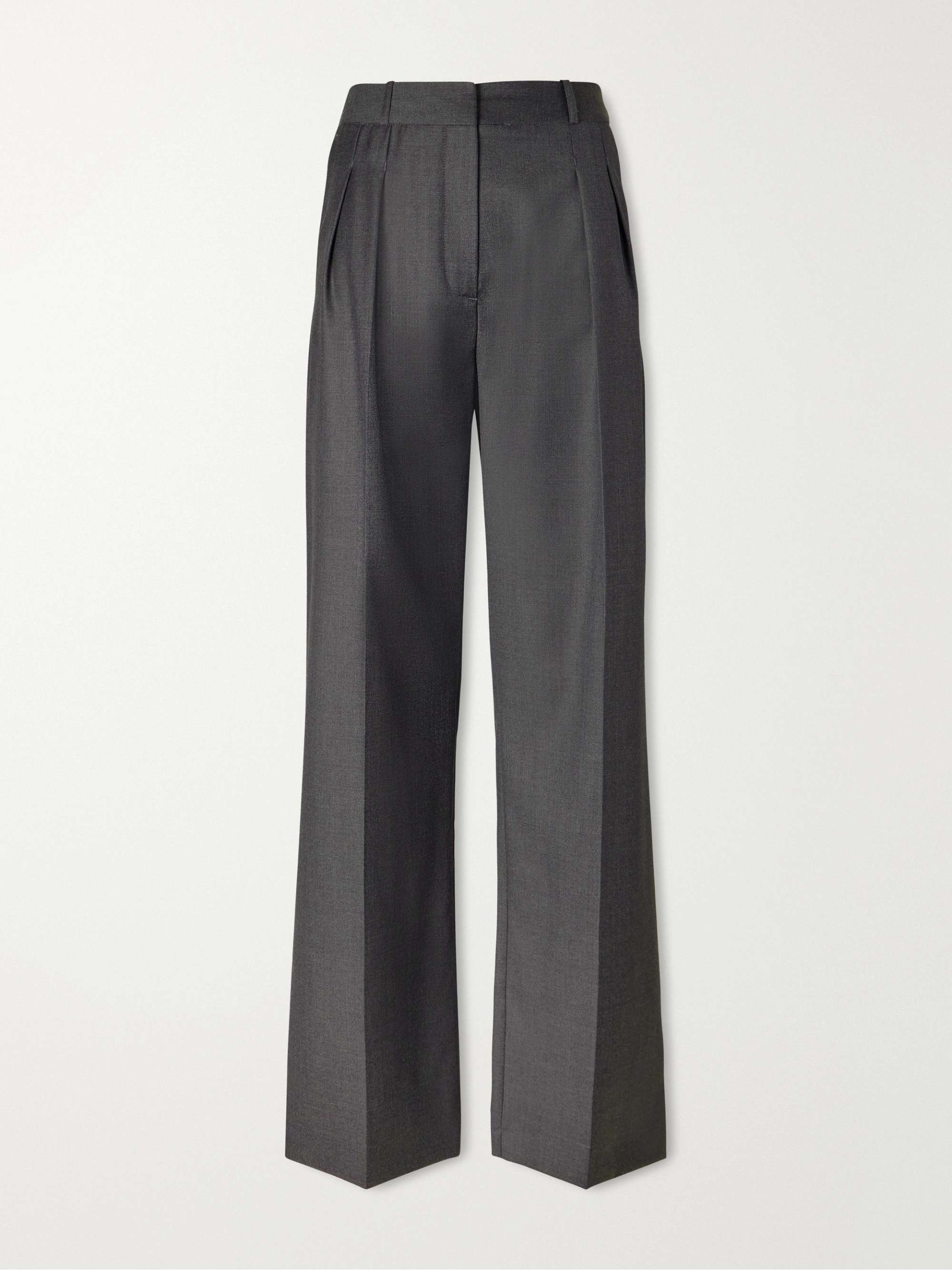 Sbiru Pleated Wool-Twill Straight-Leg Pants