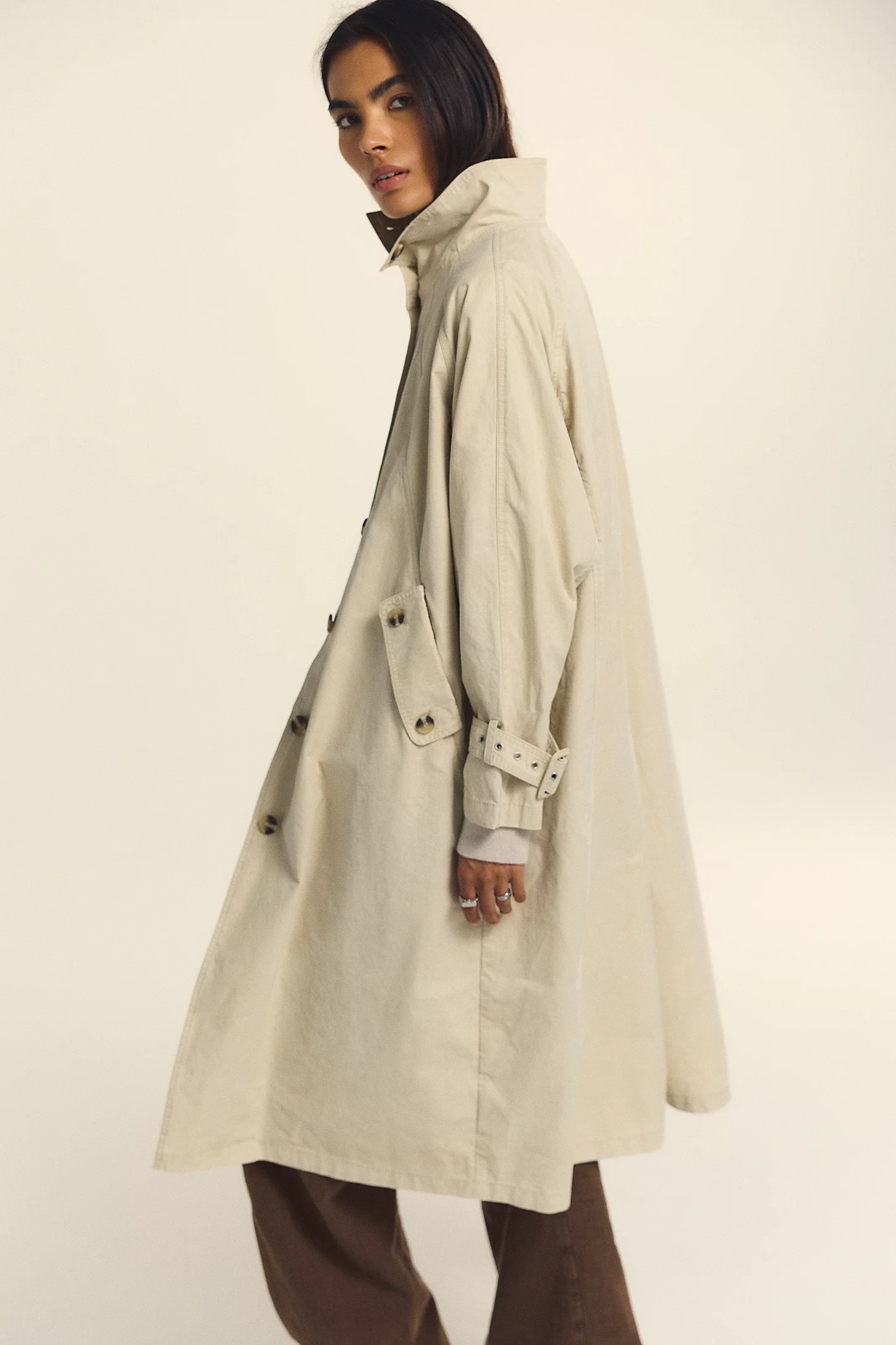 Free People, We the Free Drop Down Washed Funnel-Neck Trench