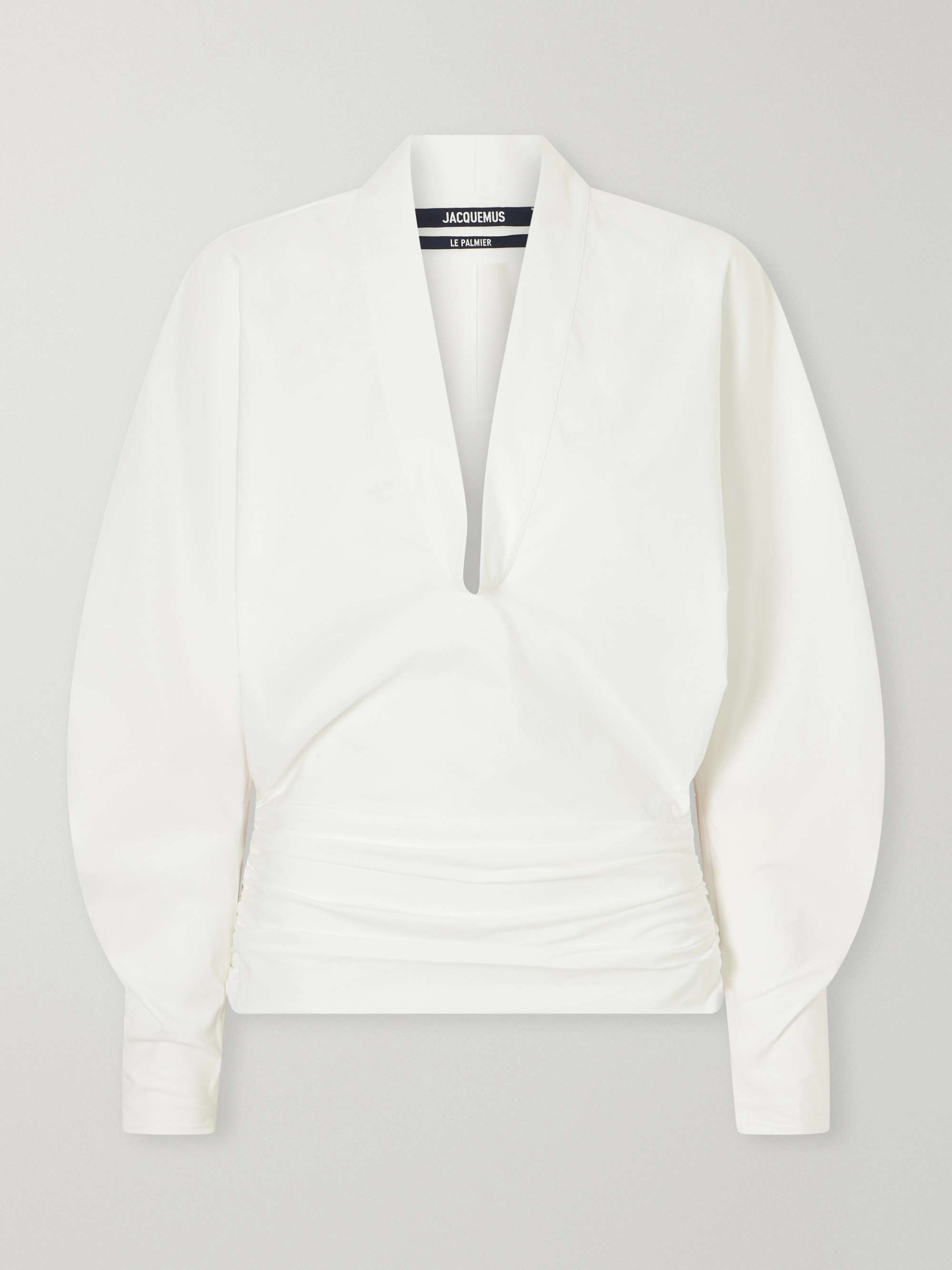 La Blouse Colombe Ruched-Detail Cotton-Poplin Blouse