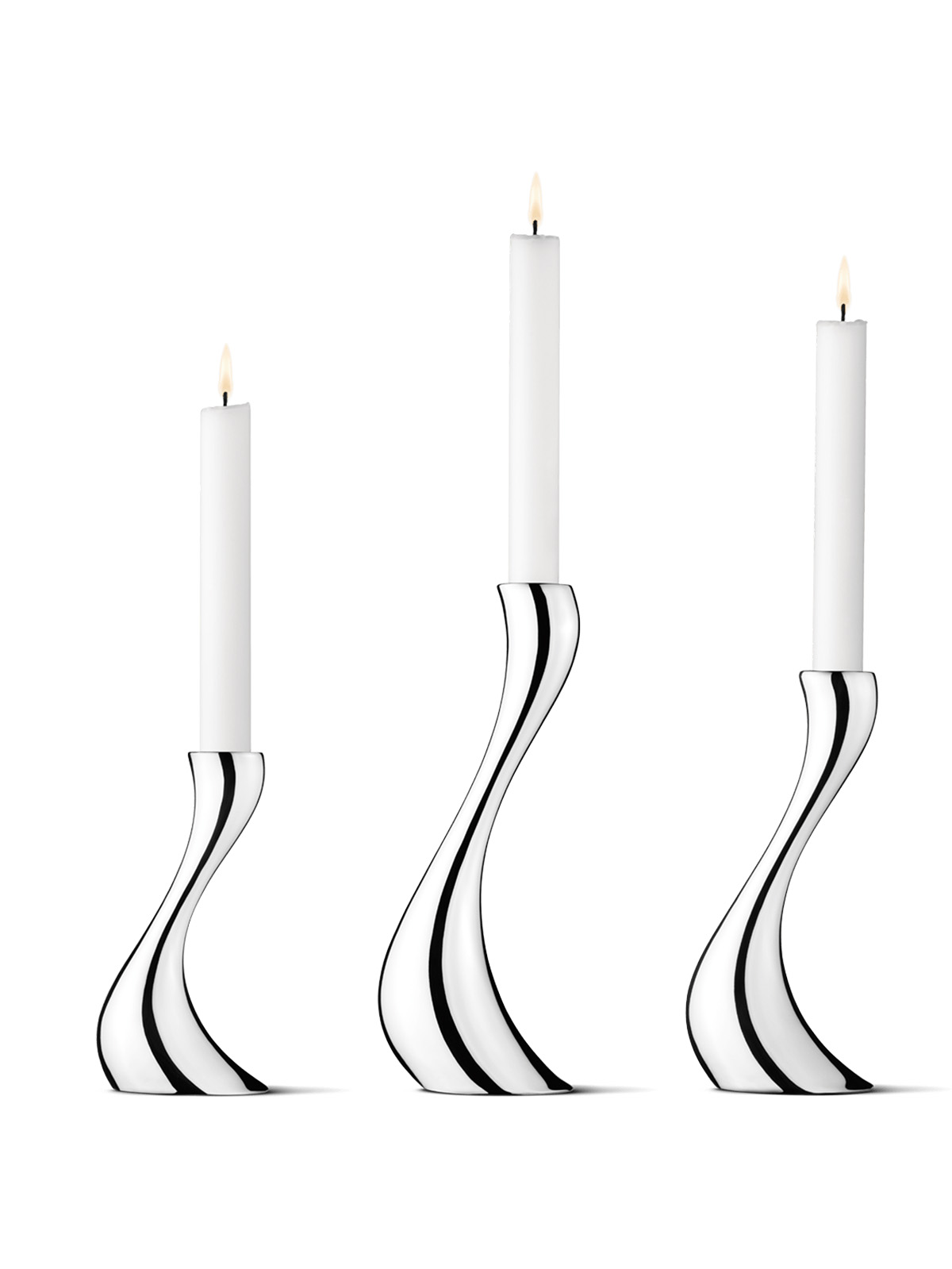 Georg Jensen, Cobra Candleholder, Small, Medium, Large