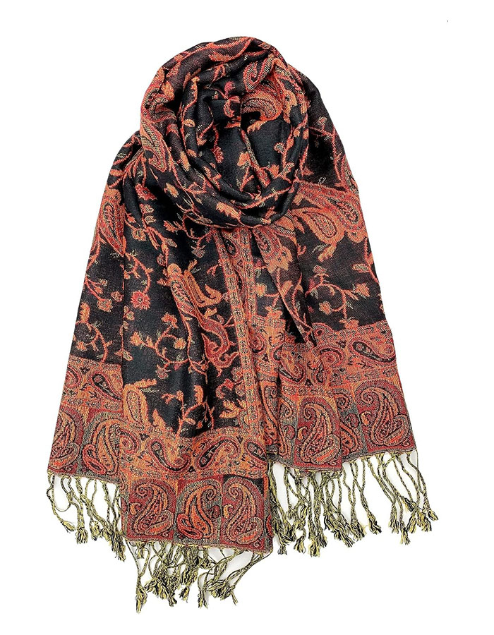 Plum Feathers, Tapestry Paisley Pattern Scarf