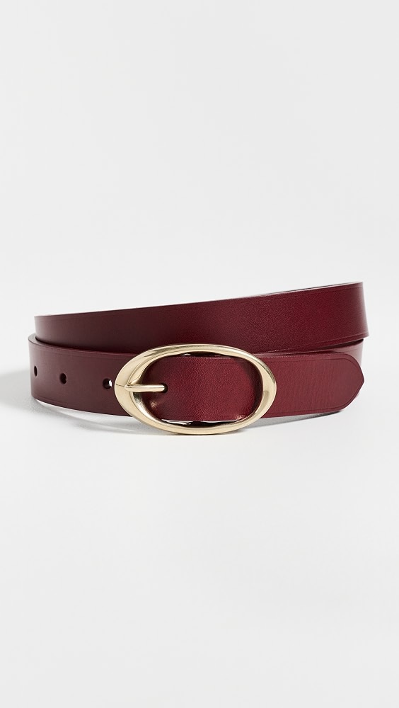 Narrow Leather Belt - Burgundy