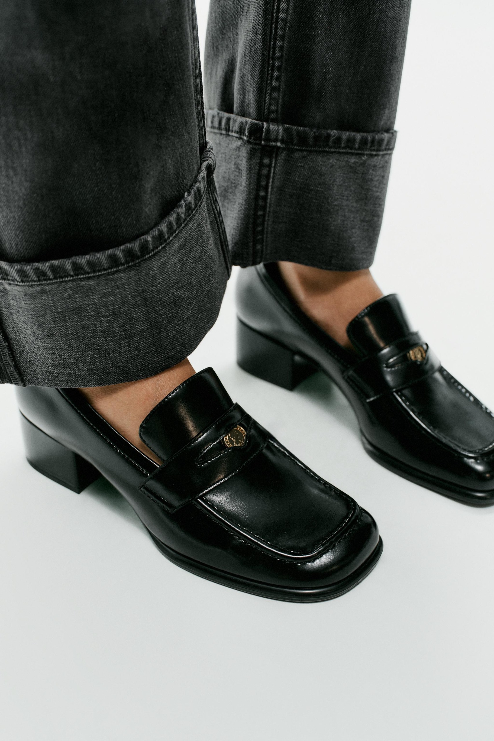 ZARA, Heeled Loafers - Black - 2