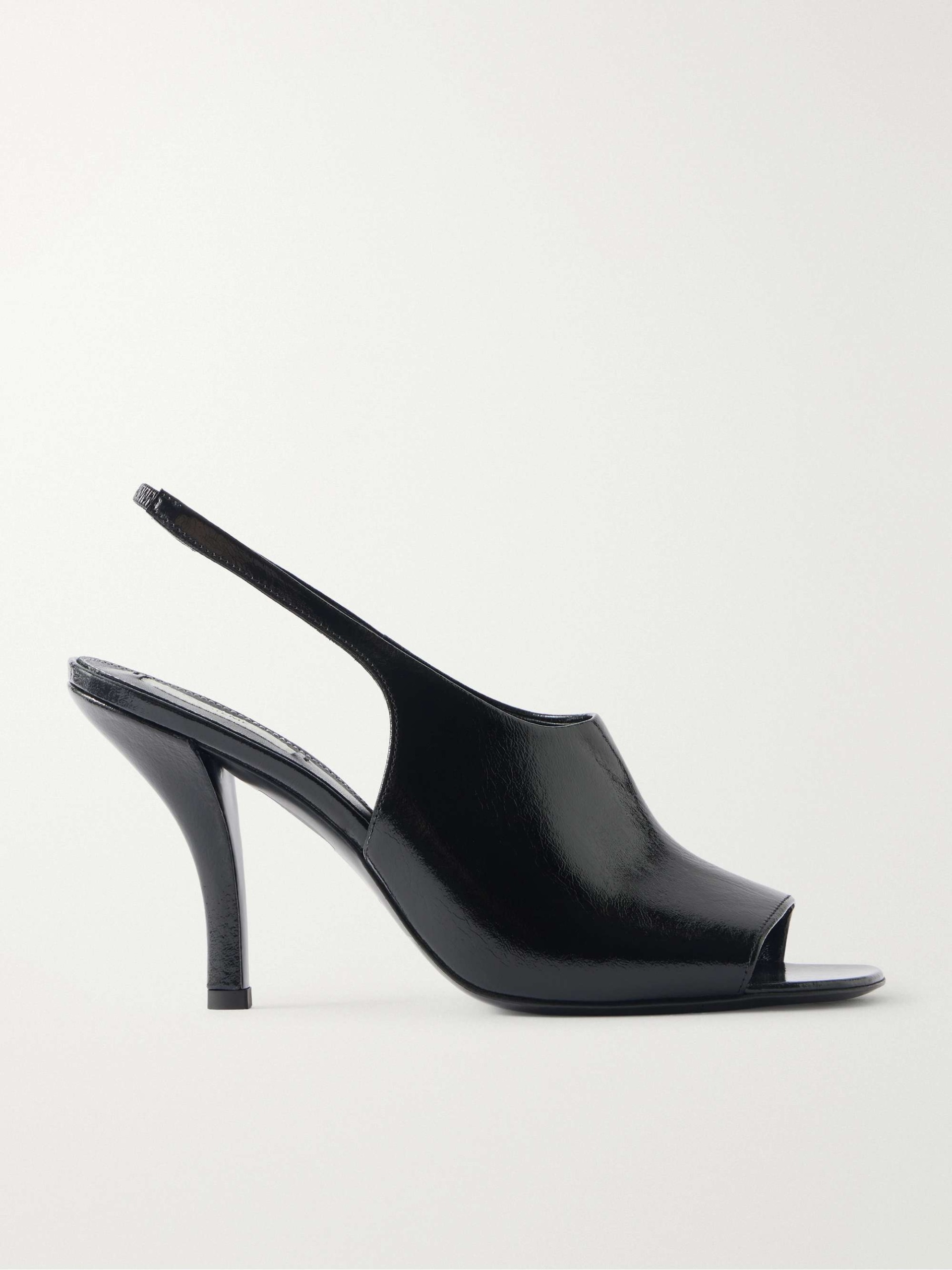 Totem Glossed-leather slingback sandals in black