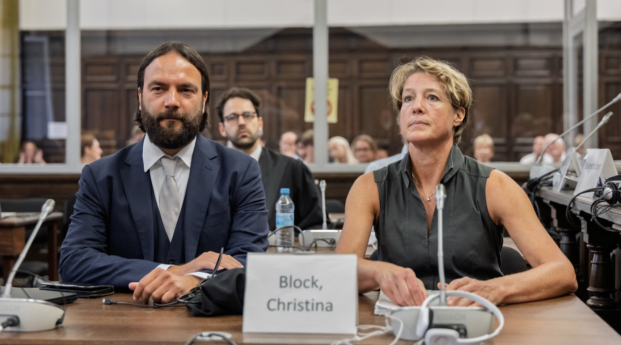 Christina Block (R), and her attorney Ingo Bott attend Block's trial in Hamburg, Germany, June 29, 2026