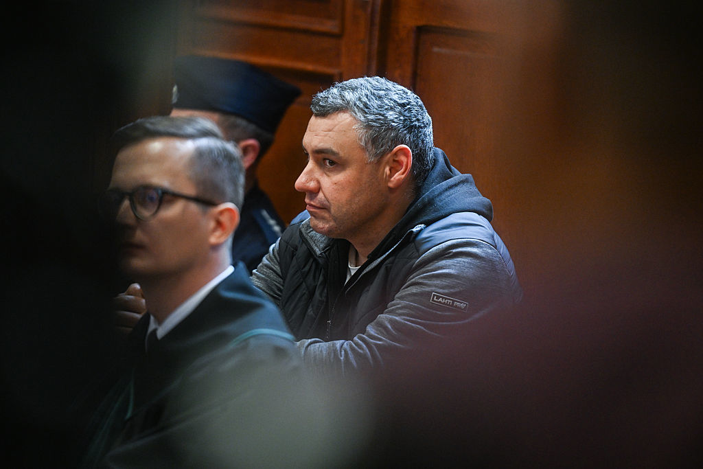 Alleged Nord Stream saboteur Vladimir Zhuravlyov listens during his extradition hearing in Warsaw, Poland, October 17, 2025