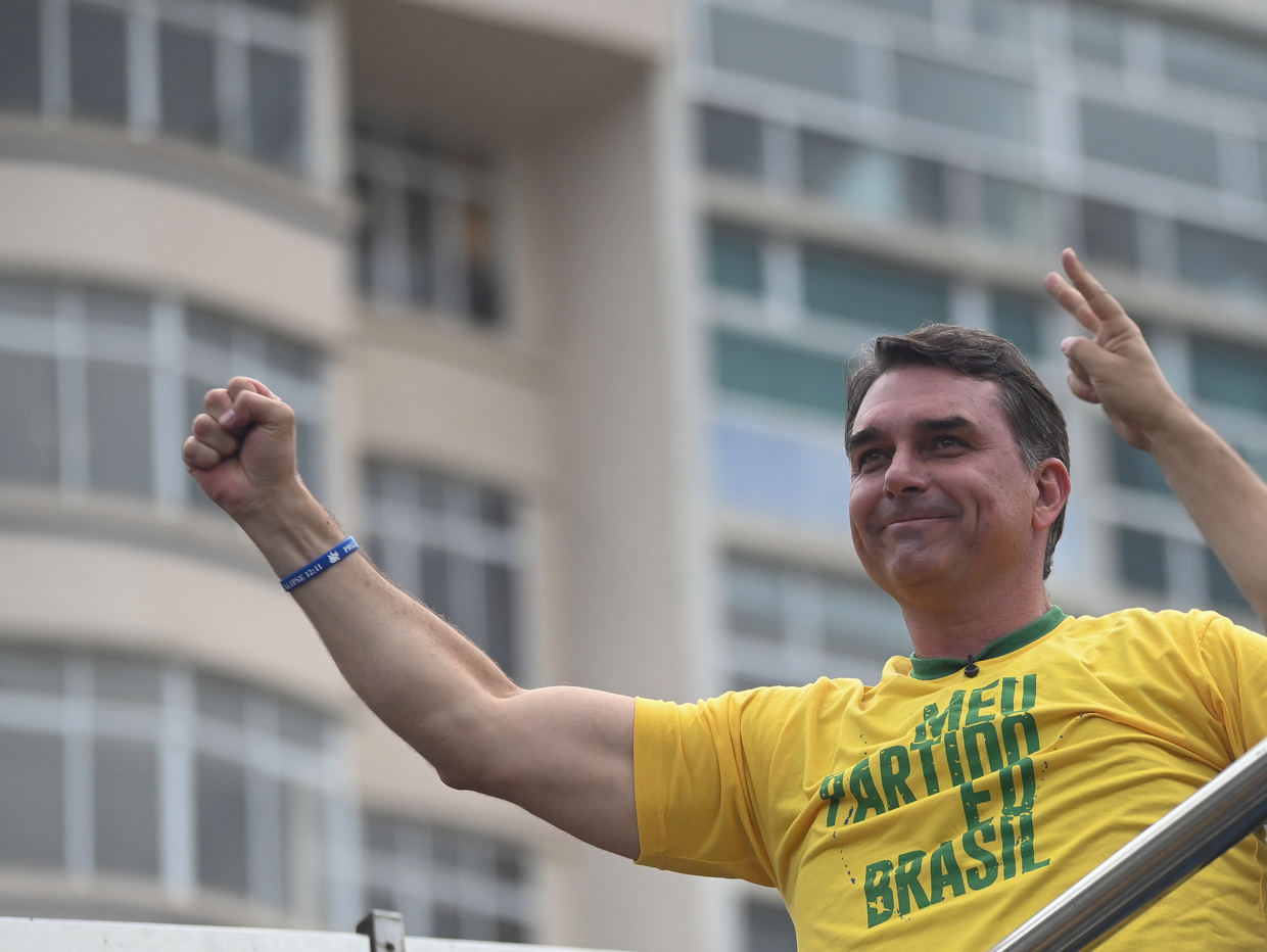 Brazilian Senator Flavio Bolsonaro holds a campaign rally in Rio de Janeiro, Brazil, August 16, 2026