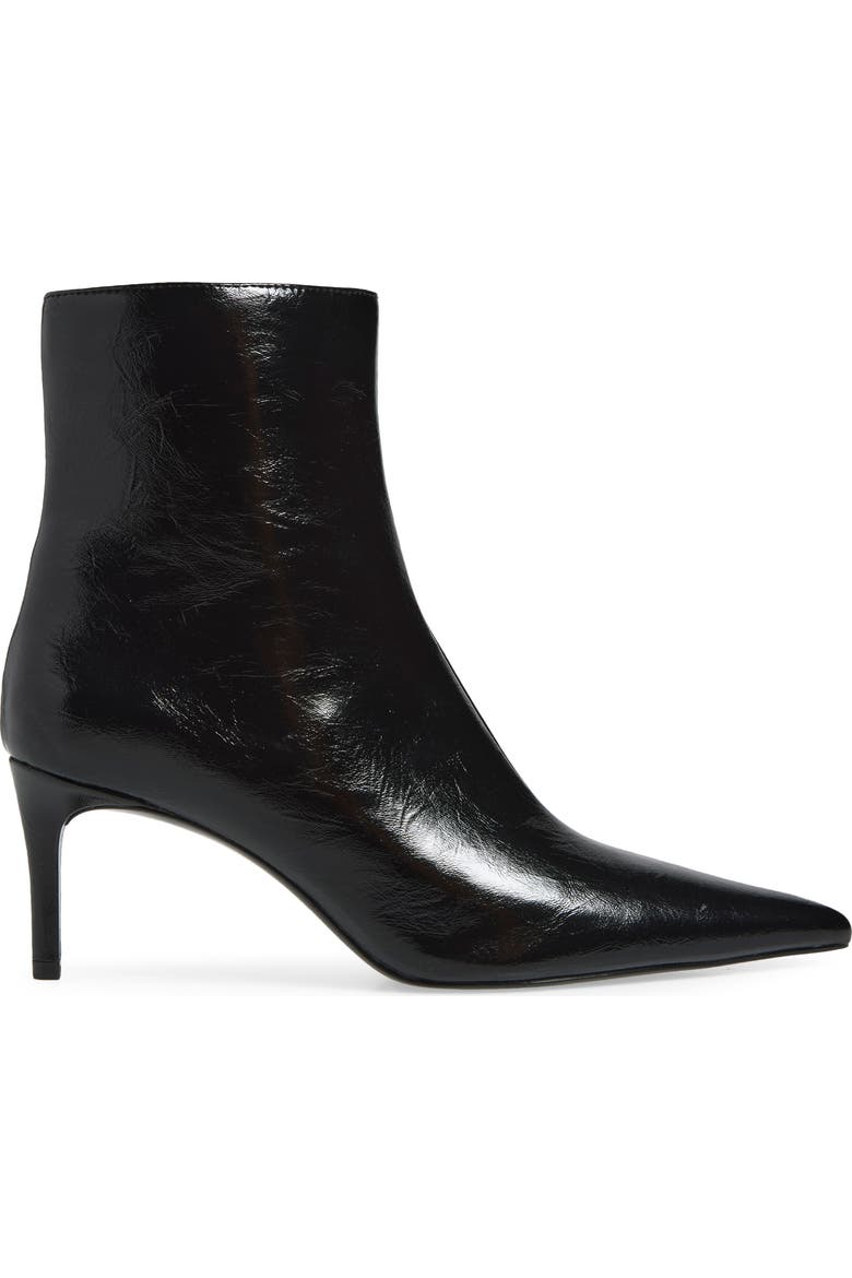 Tea Faux Leather Pointed Toe Ankle Bootie