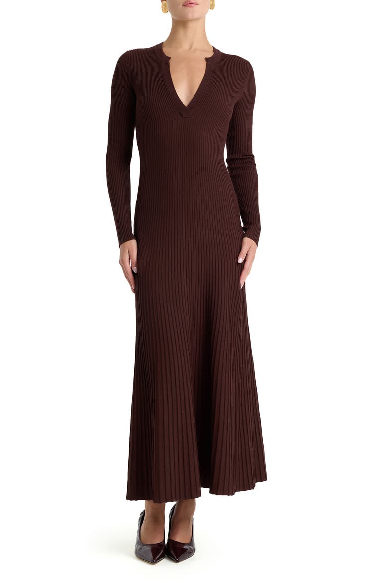 Hattie Long Sleeve Rib Maxi Sweater Dress