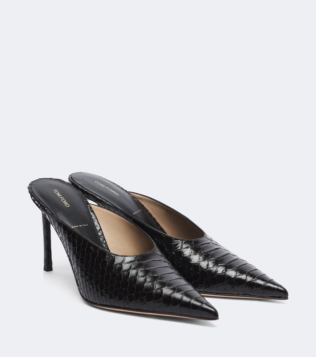 Croc-Effect Leather Mules
