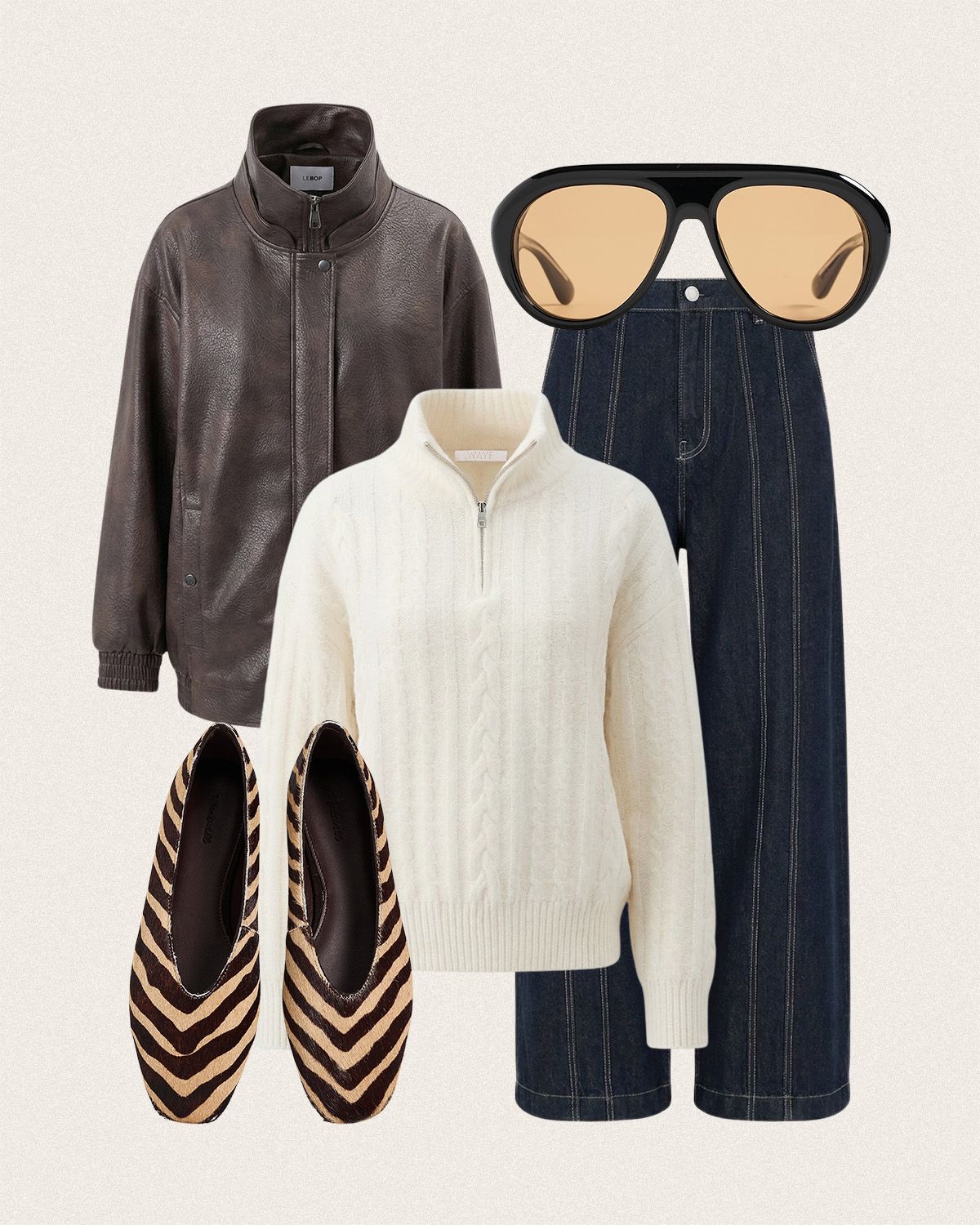Outfit collage with Shopbop clothing and accessories.