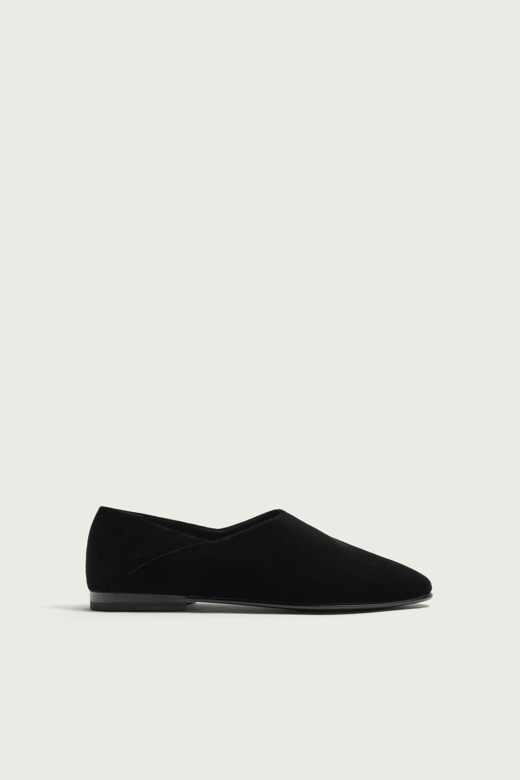 Velvet-Effect Loafers - Black - 6