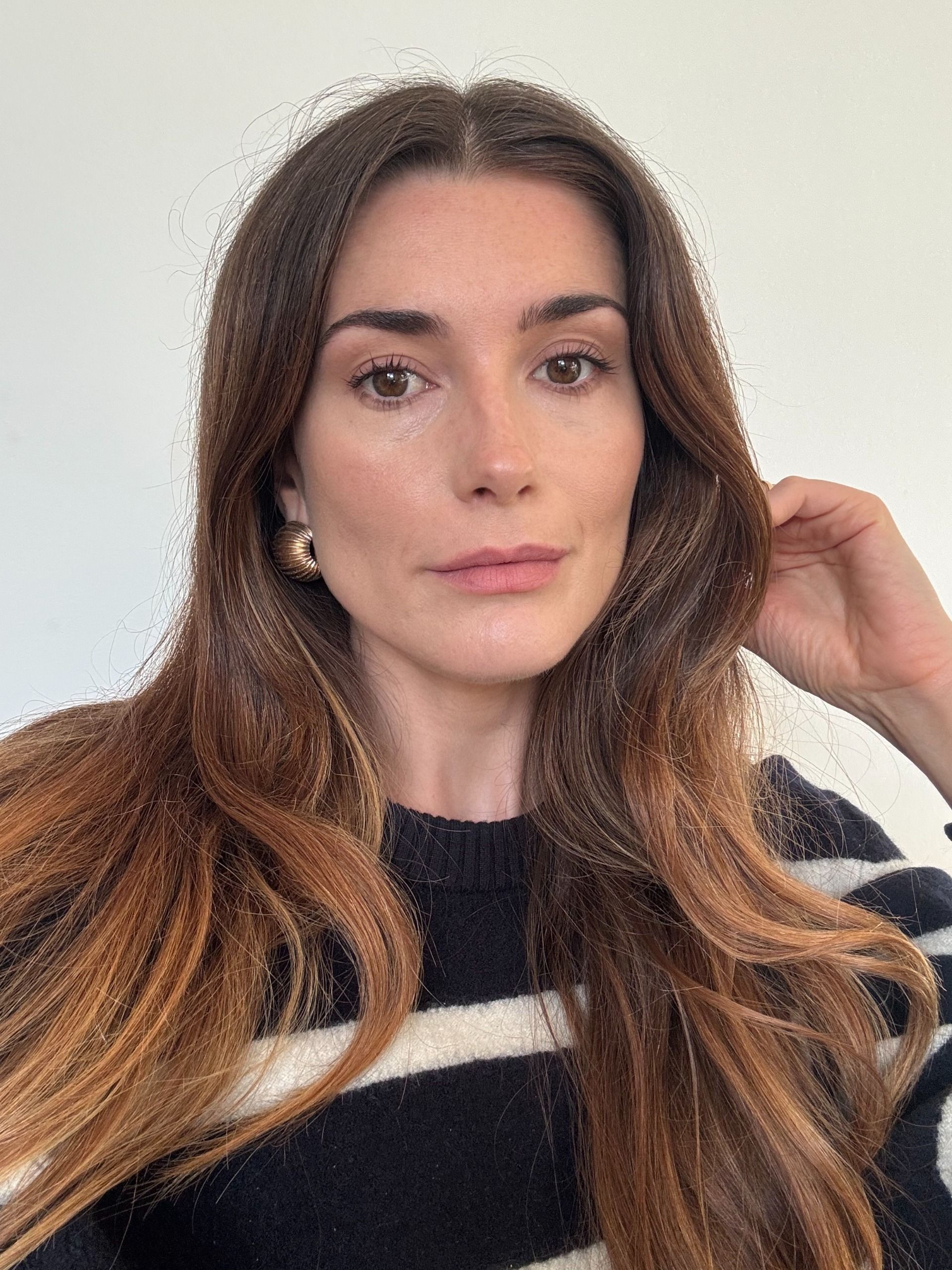 Eleanor after applying the Jones Road Wide Awake Concealer under her eyes