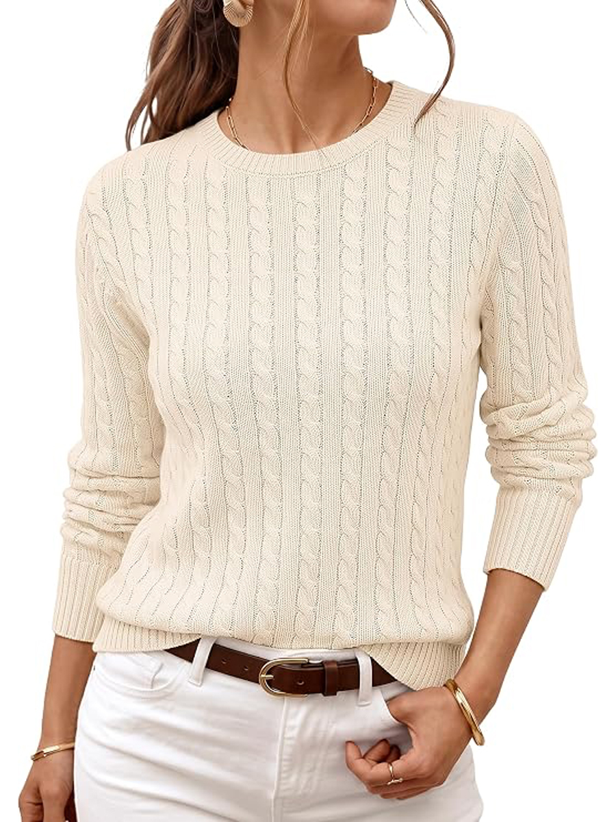 LILLUSORY, Lillusory Womens Cable Knit Sweater Fall 2026 Fashion Clothes Cream