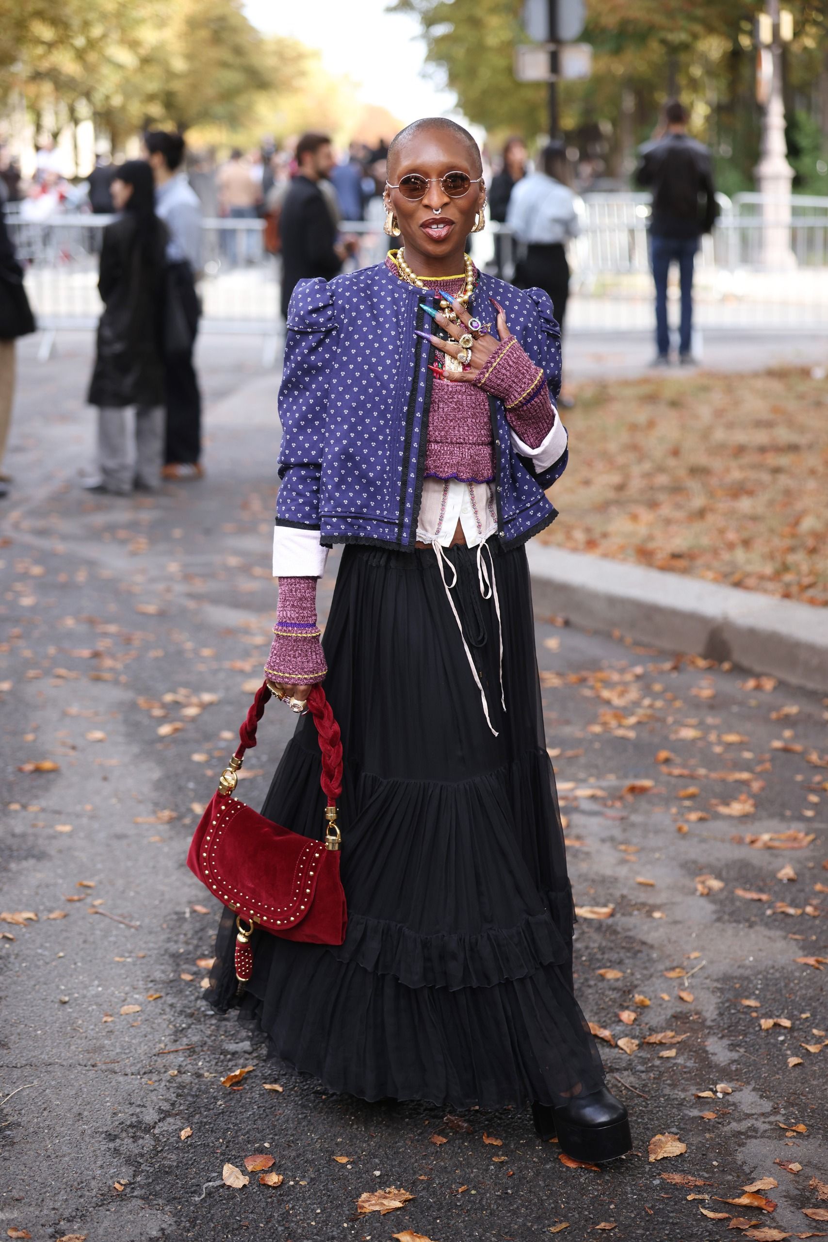 Cynthia Erivo arrives at the Chloé spring/summer 2027 runway during Paris Fashion Week
