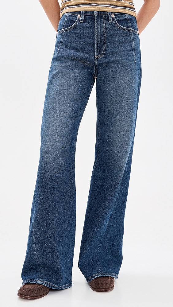 Kyra High Rise Bowed Wide Leg Jeans - Inkwell