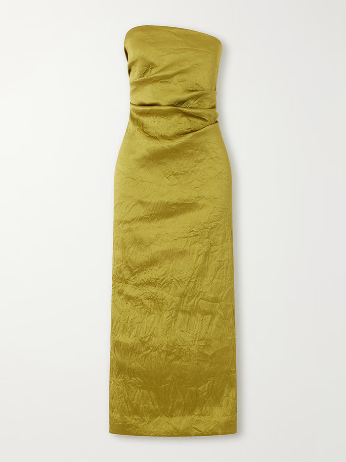 TOVE, Kezia Draped Crinkled Satin Midi Dress