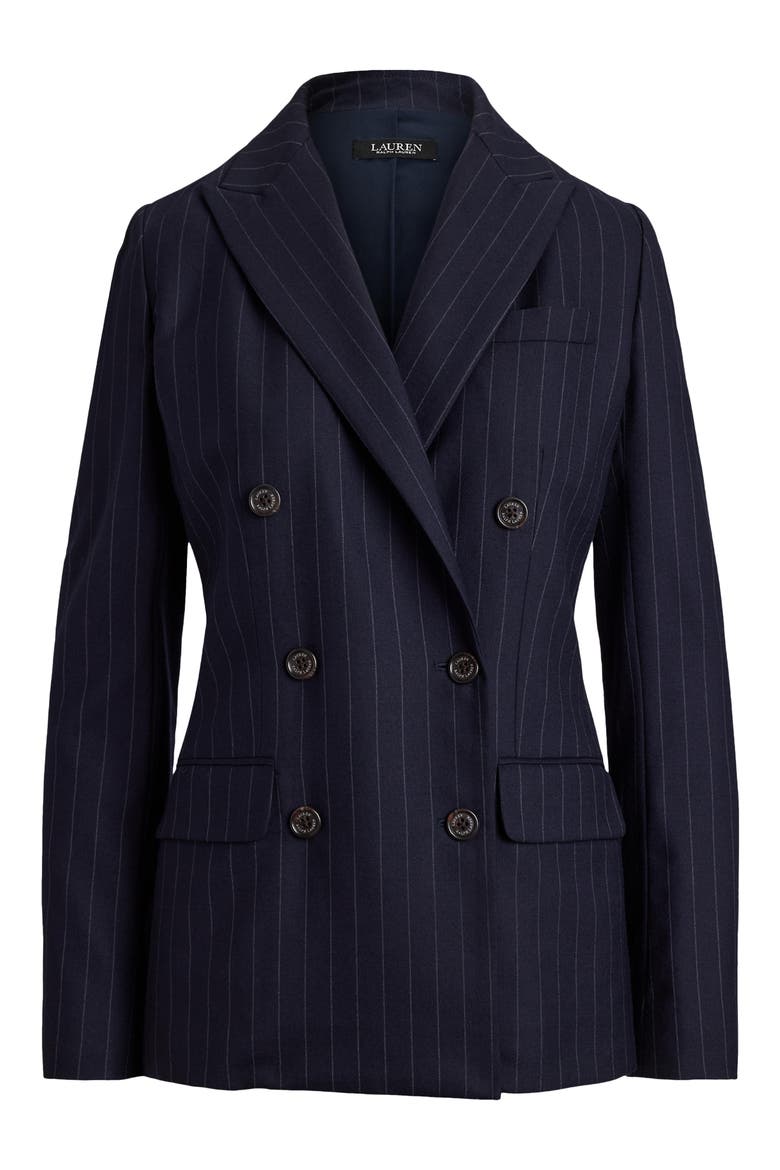 Pinstripe Double-Breasted Twill Blazer