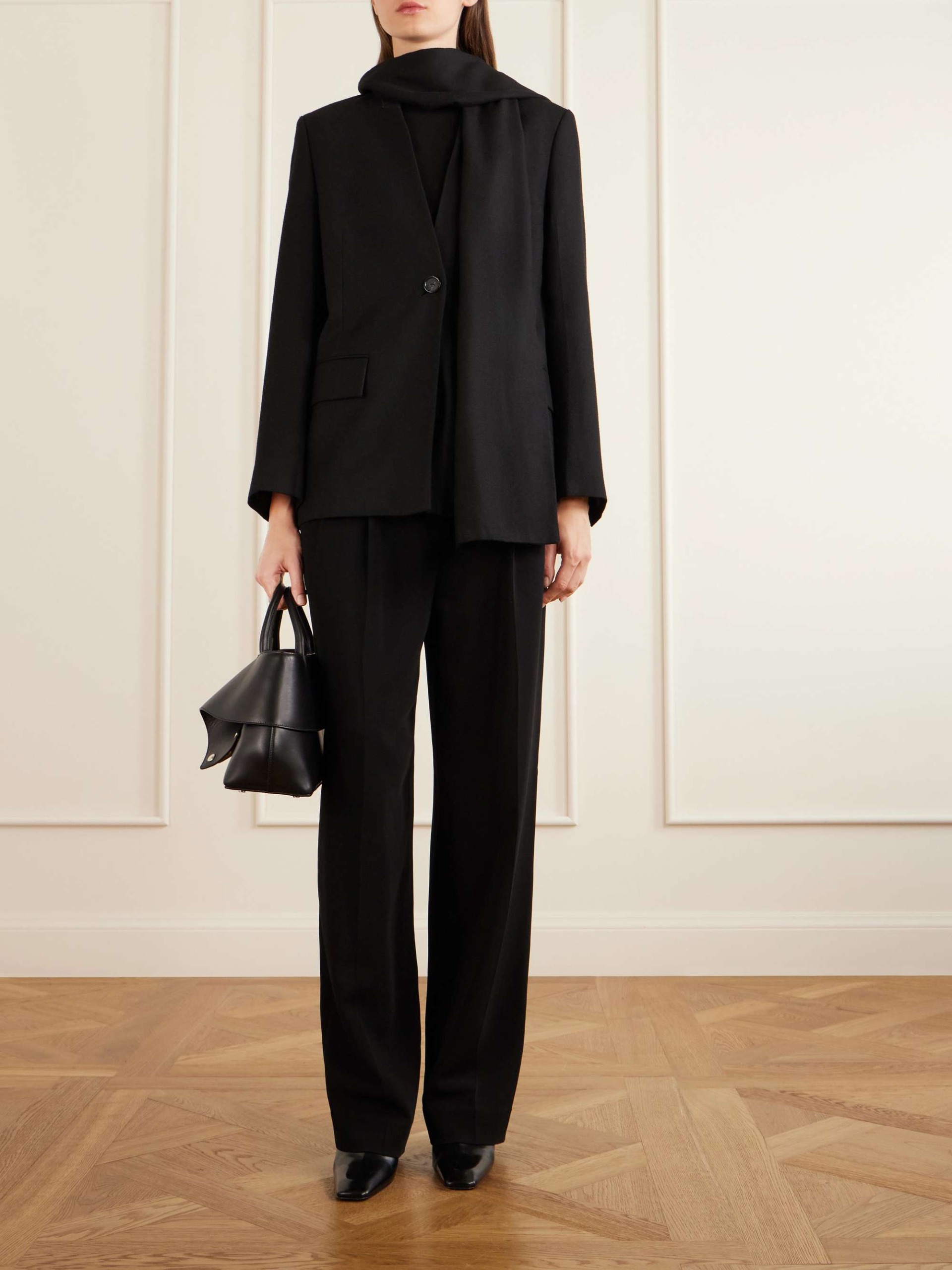 Scarf-Detailed Woven Blazer