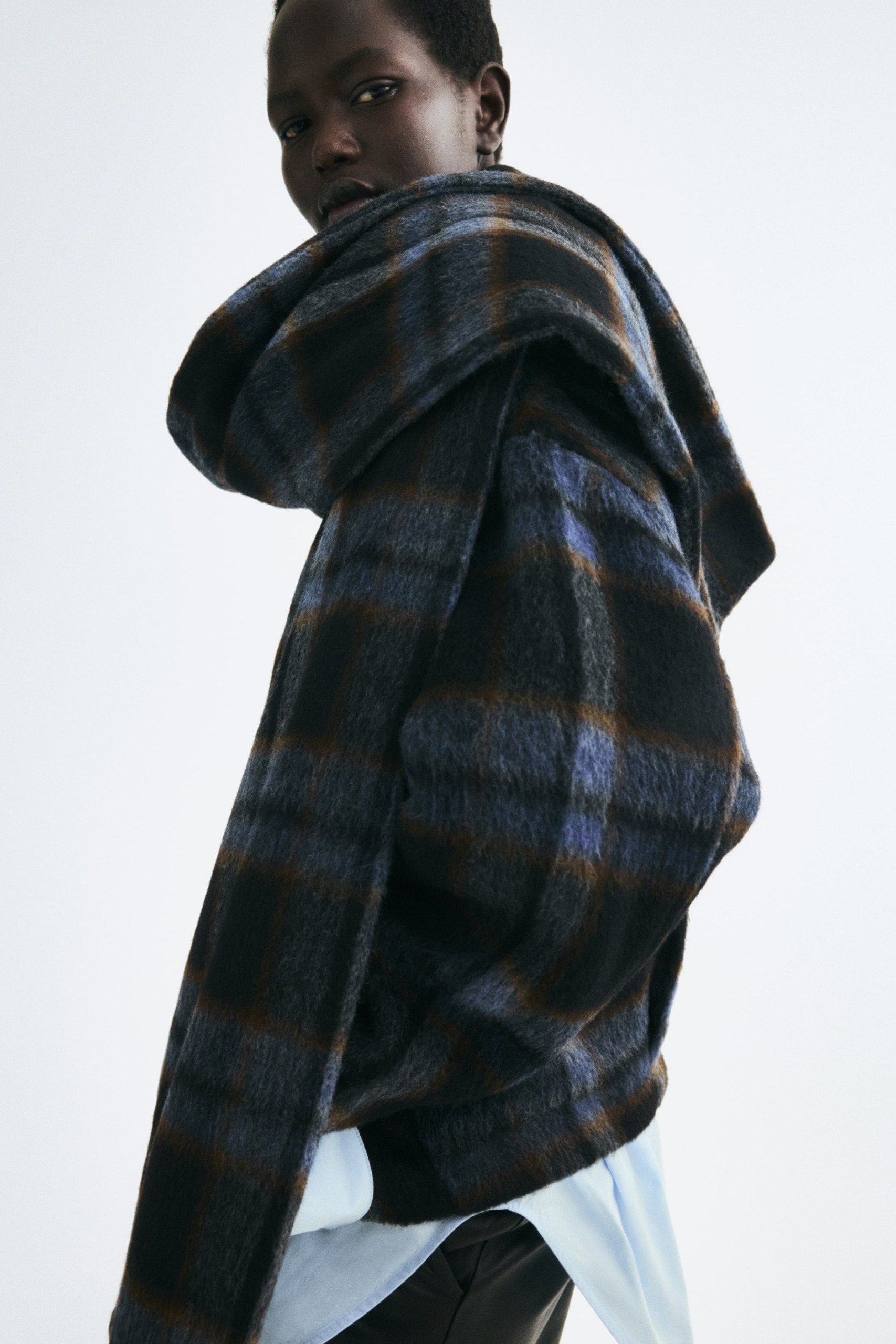 Brushed Jacket With Scarf