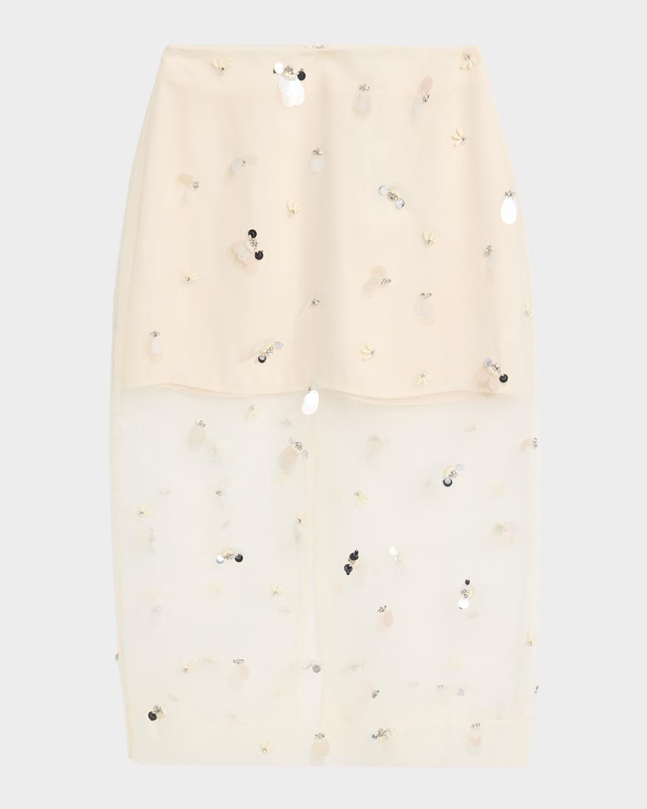 Delilah Embellished Tulle Midi Skirt