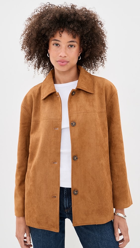 Vrinda Faux Suede Jacket - Camel