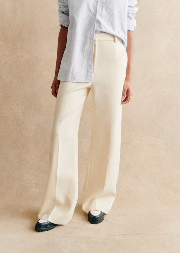 Matheo Trousers - Ecru - Recycled Polyester - S&eacute;zane