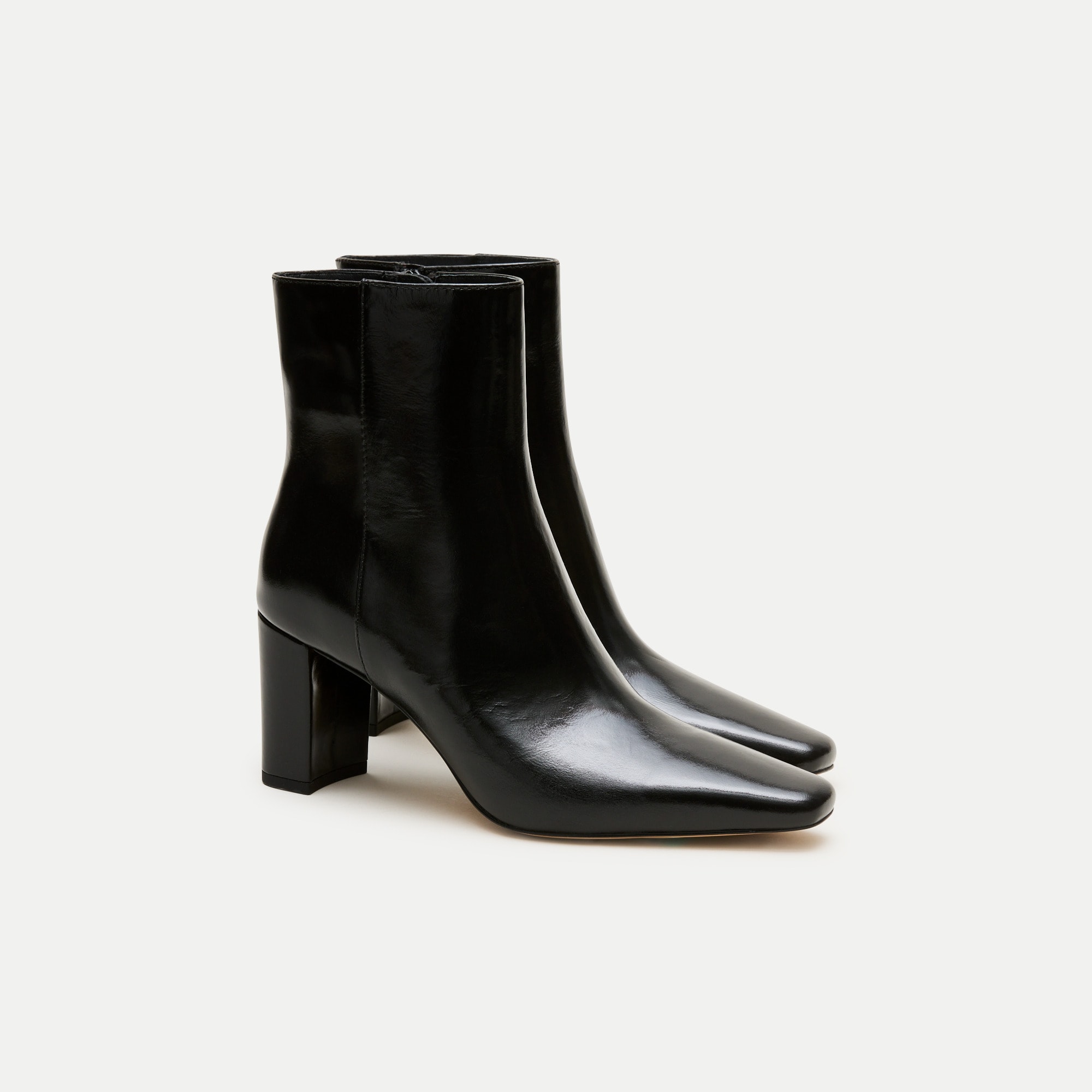 Block-Heel Ankle Boots in Italian Leather