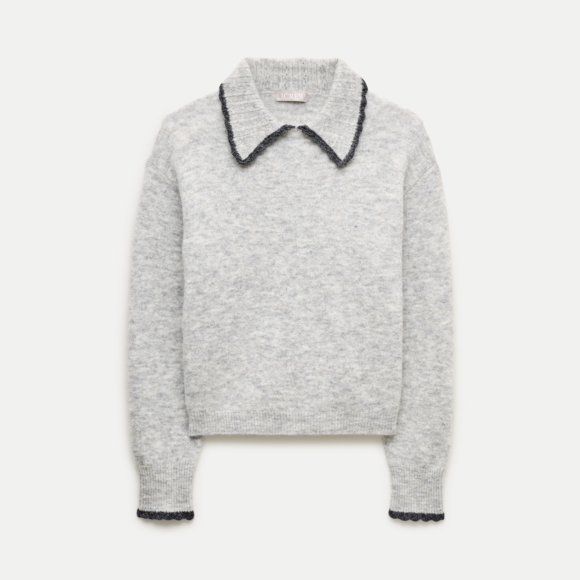 Tipped-Collar Sweater in Alpaca Blend